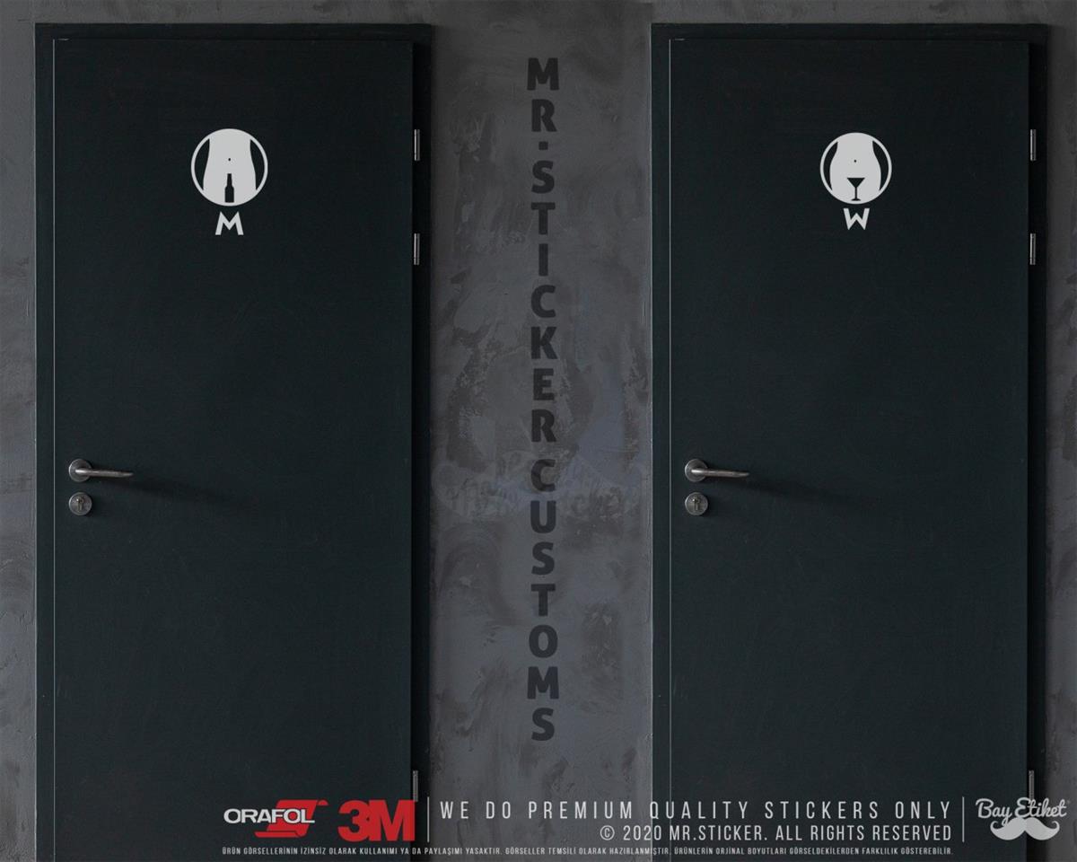 WC13 Bay Bayan Tuvalet Simgesi Etiketi Beyaz Renk
