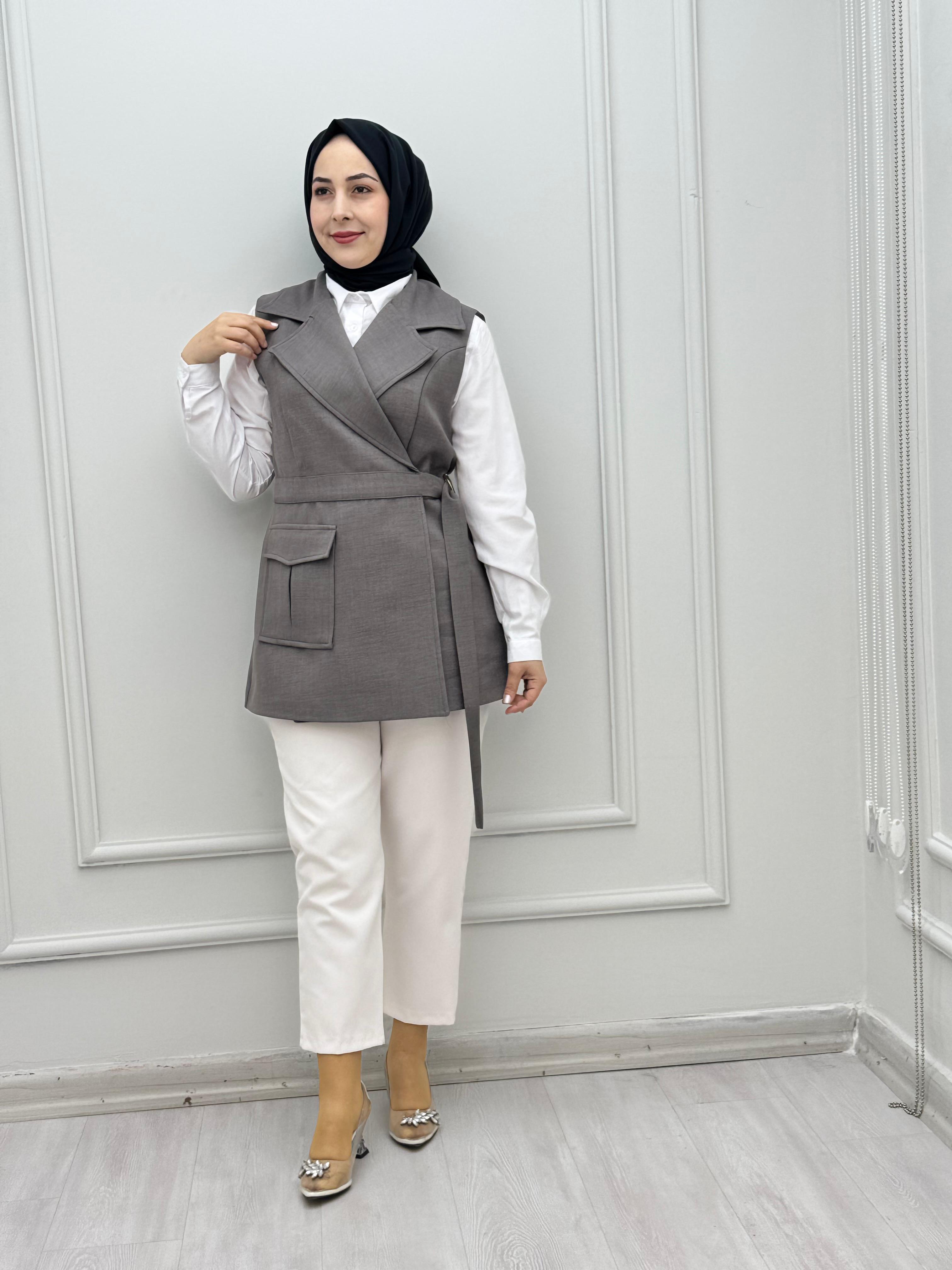 0122-Tasarım Yelek-Gri