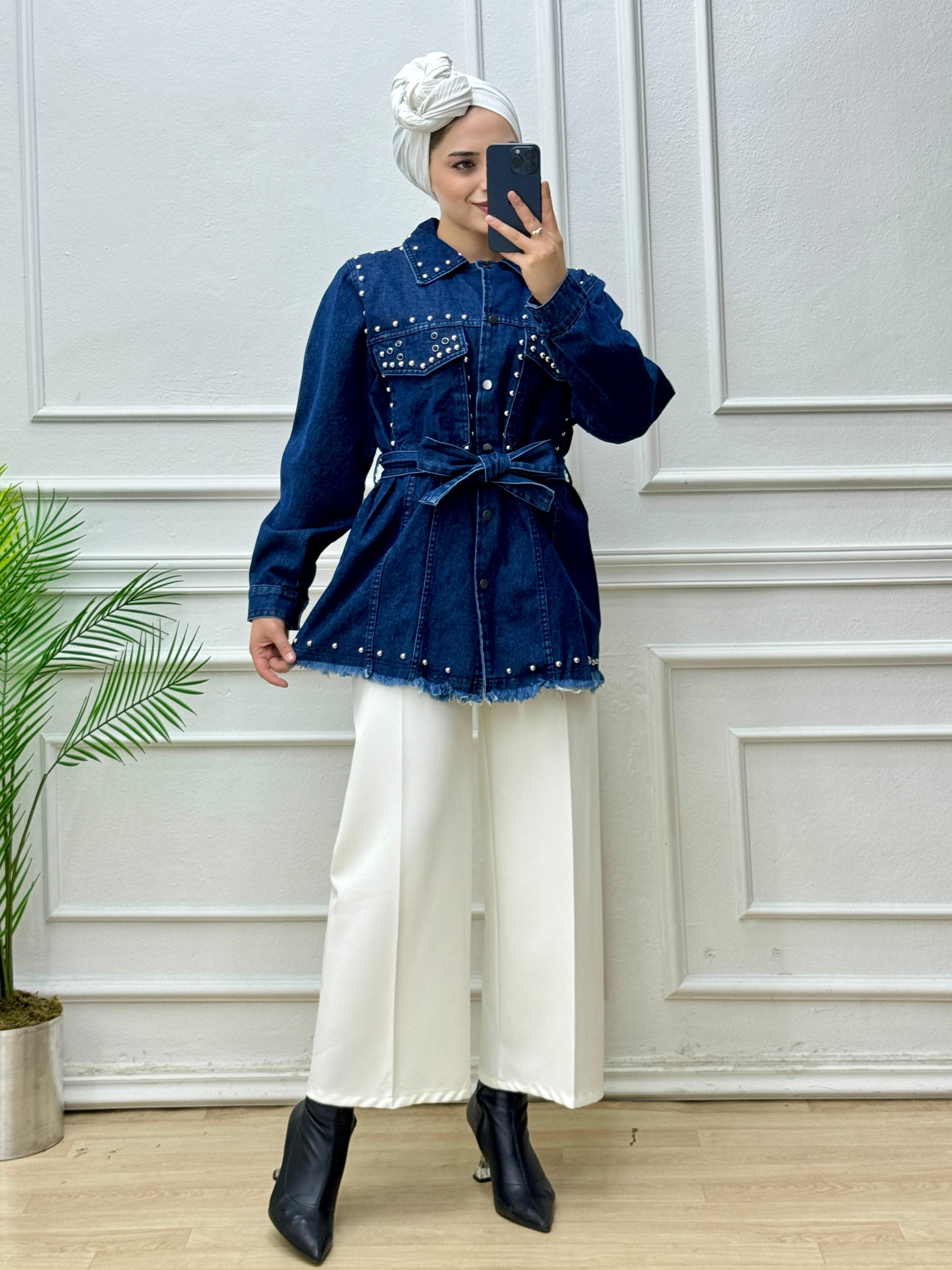 0180-Denim Ceket-Koyu Mavi