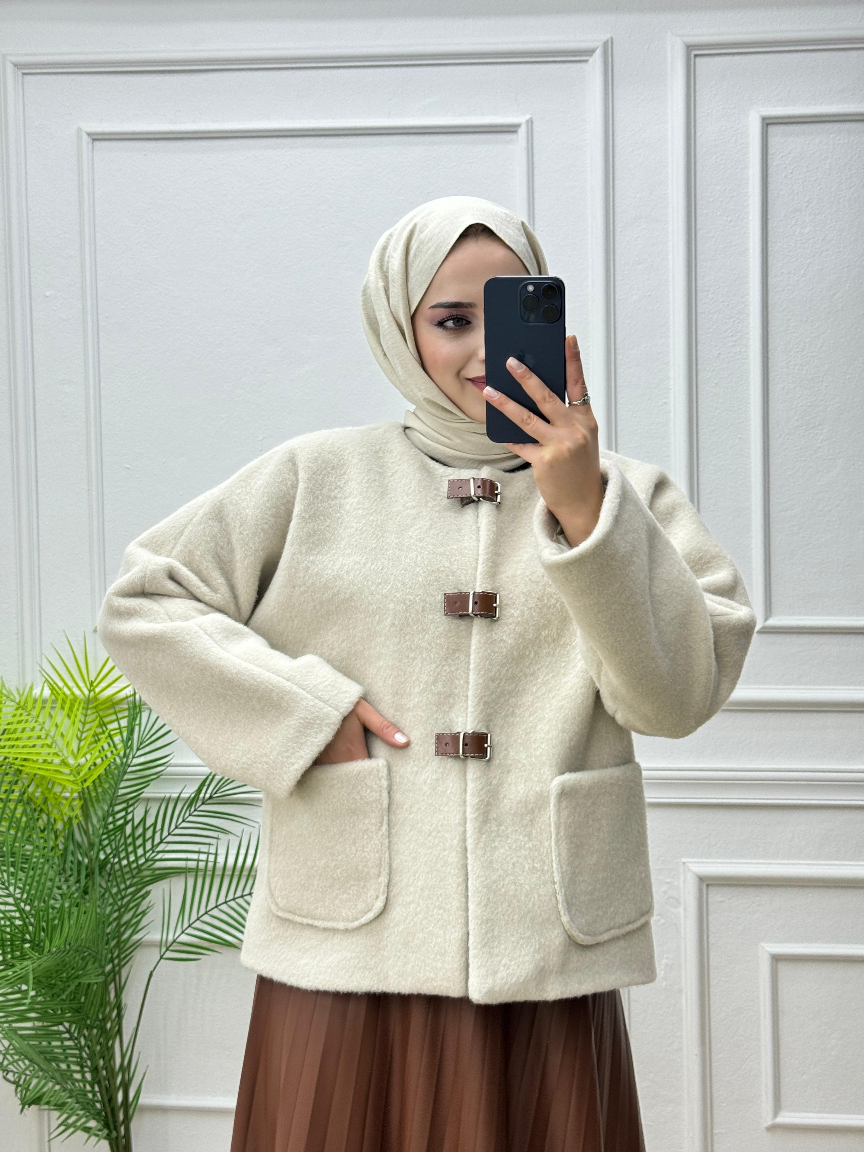 0420-Kaşe Ceket-Krem