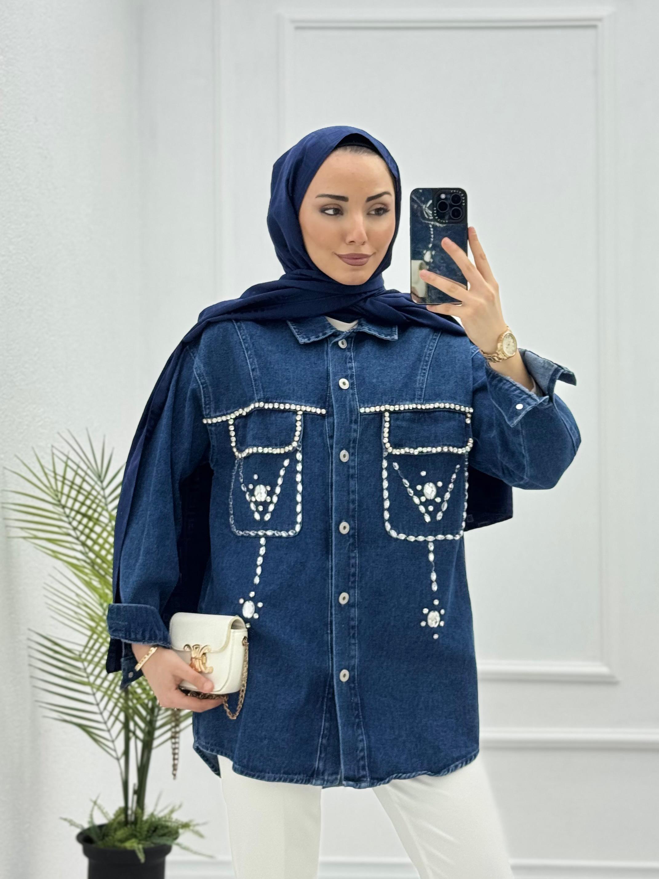 0647-Denim Ceket-Koyu Mavi