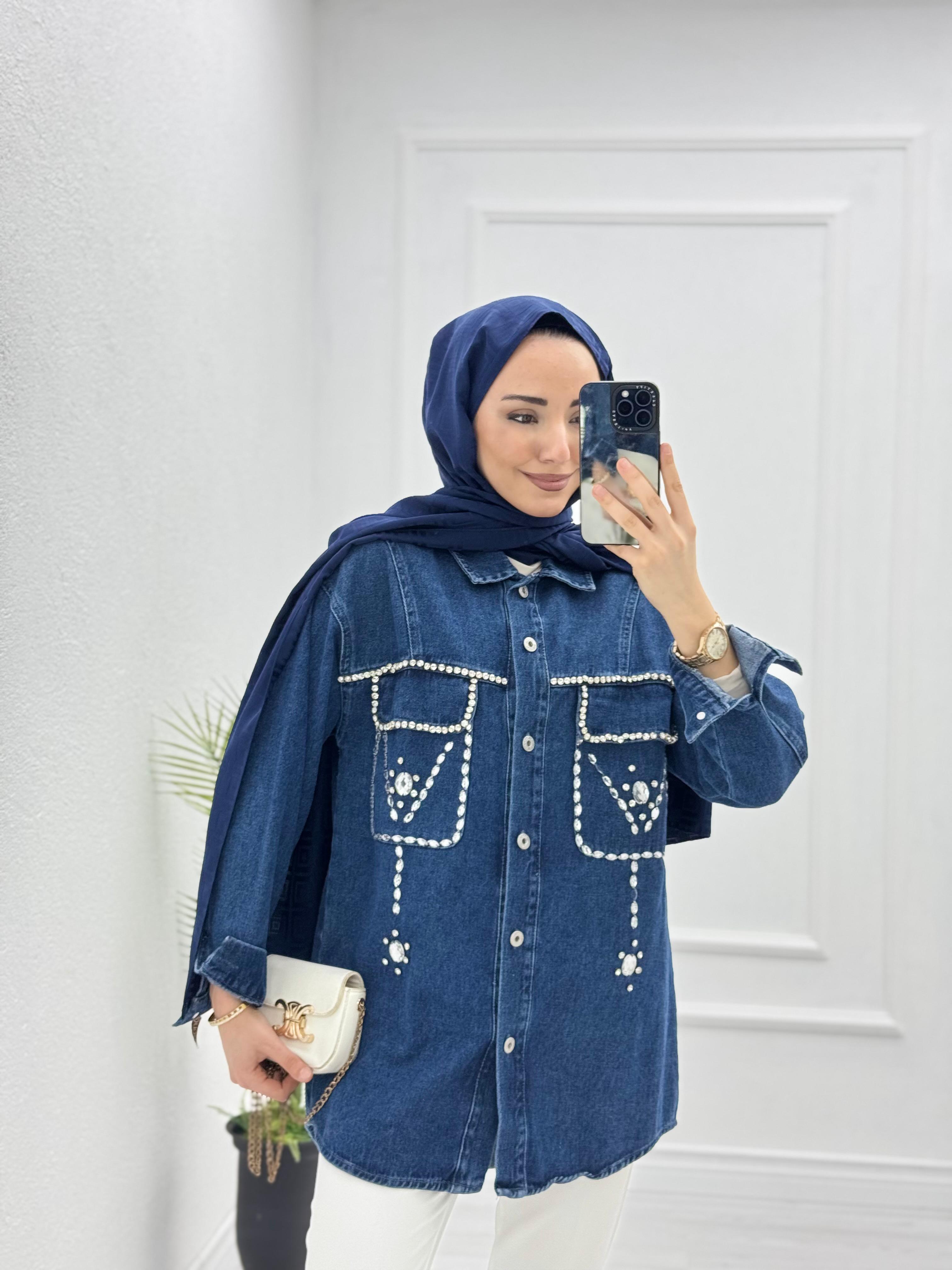 0647-Denim Ceket-Koyu Mavi
