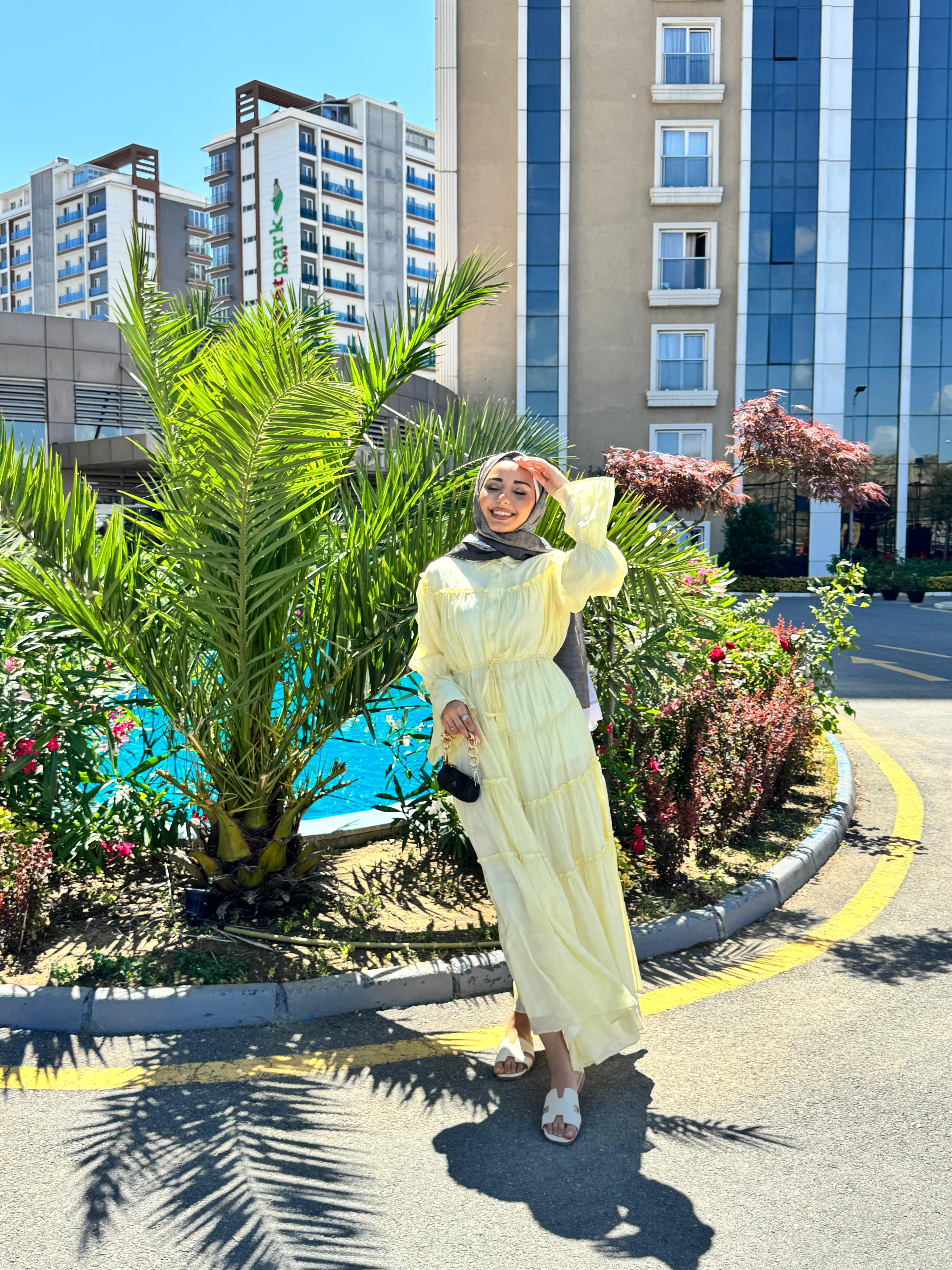 0932-Eftelya Elbise-Sarı