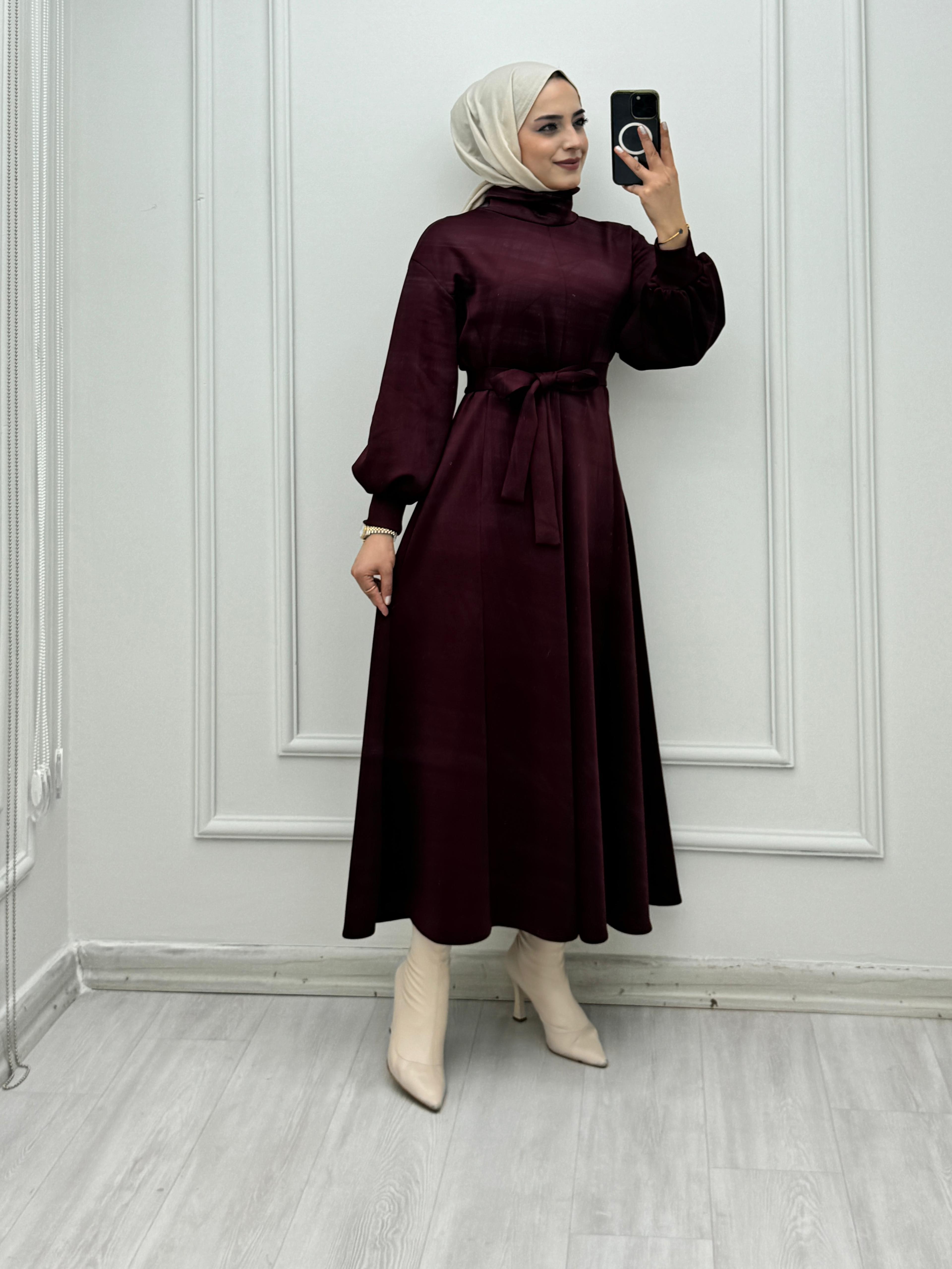 0987-Sare Elbise-Bordo