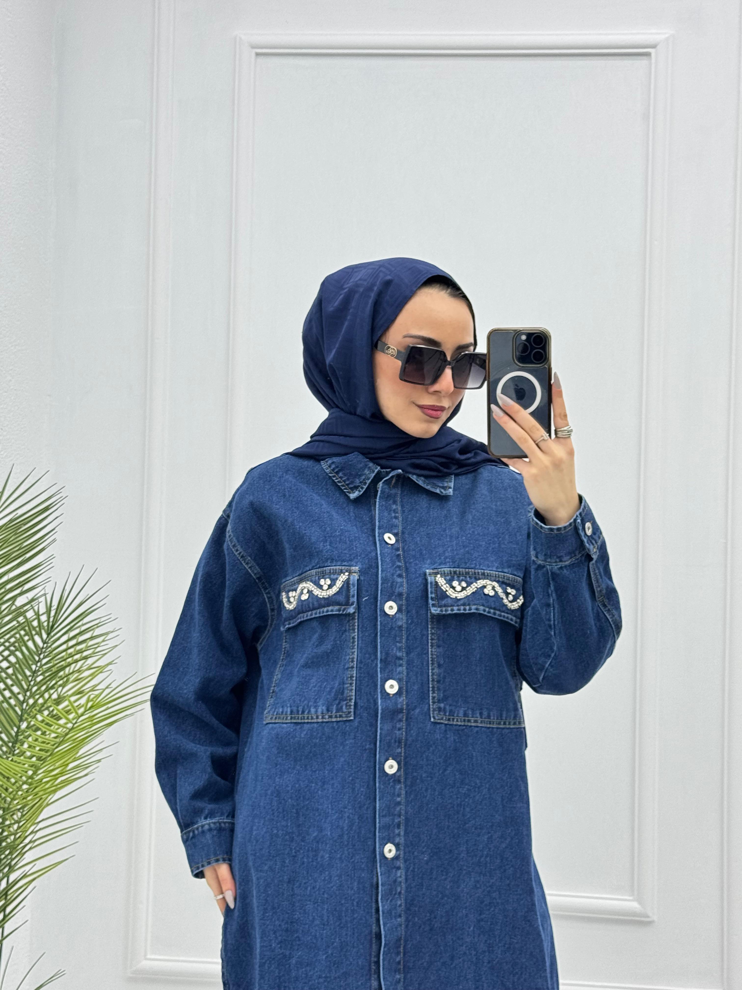 1034-Denim Takım-Koyu Mavi