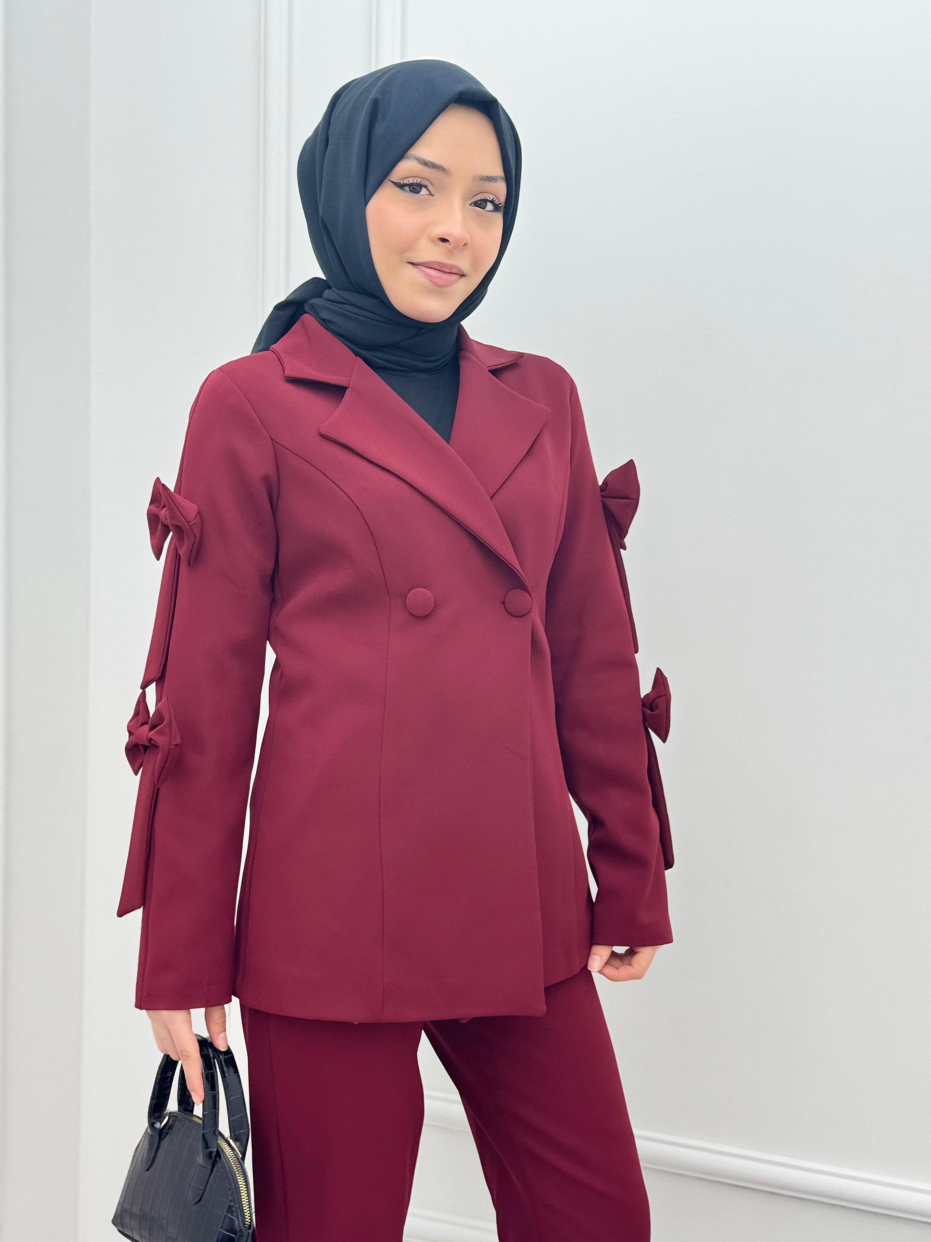 1050-Pantolon Takım-Bordo