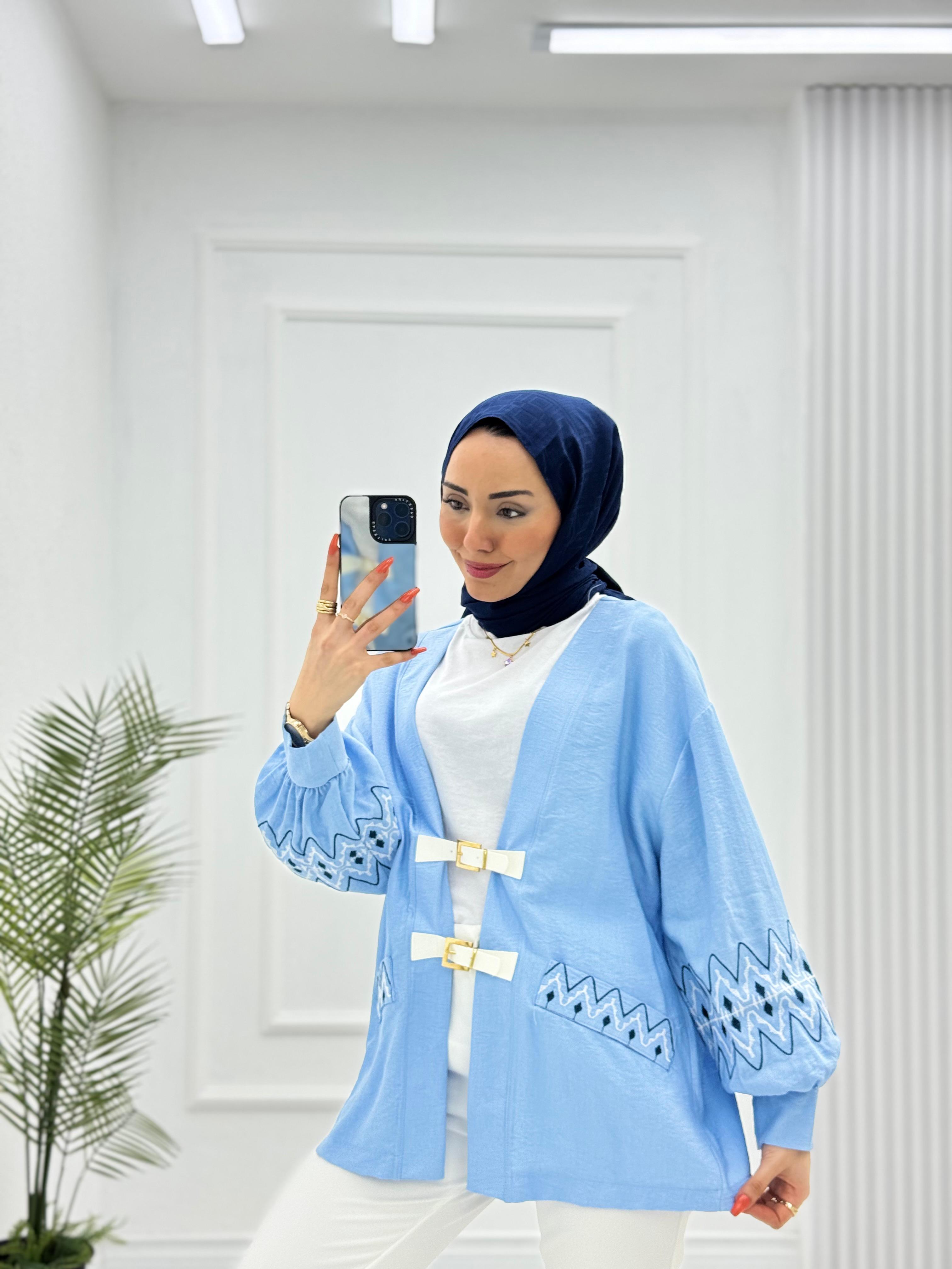 1232-Keten Kimono-Mavi