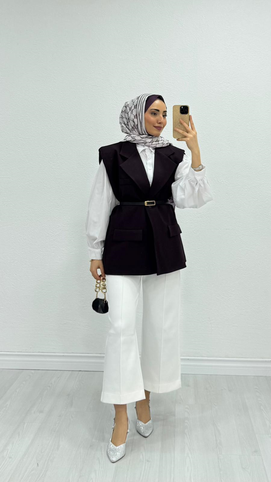 1287-Blazer Ceket-Mürdüm
