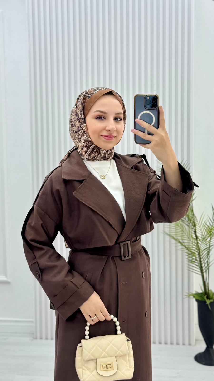 1290-Trençkot-Koyu Kahverengi