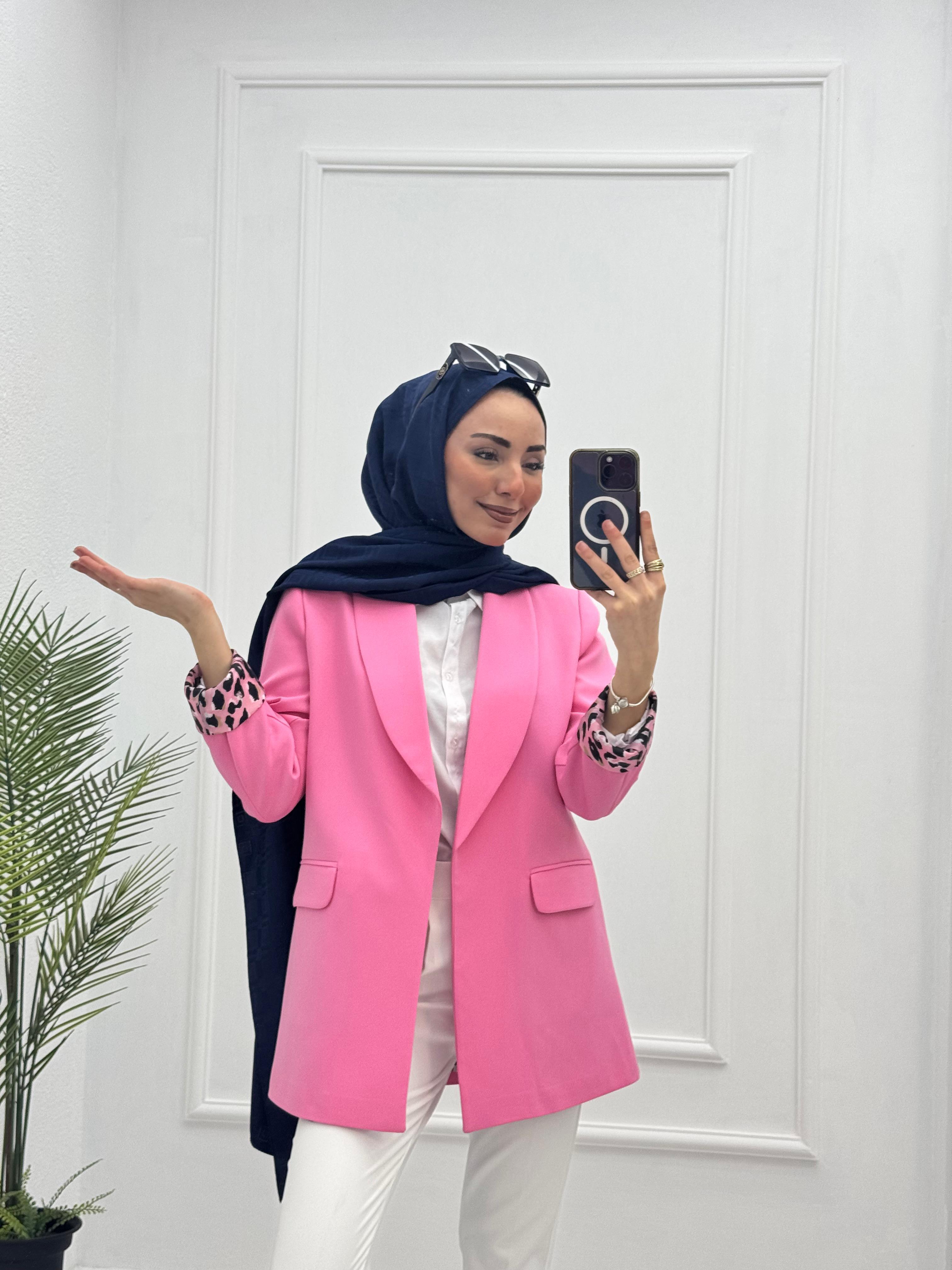 1297-Blazer Ceket-Pembe
