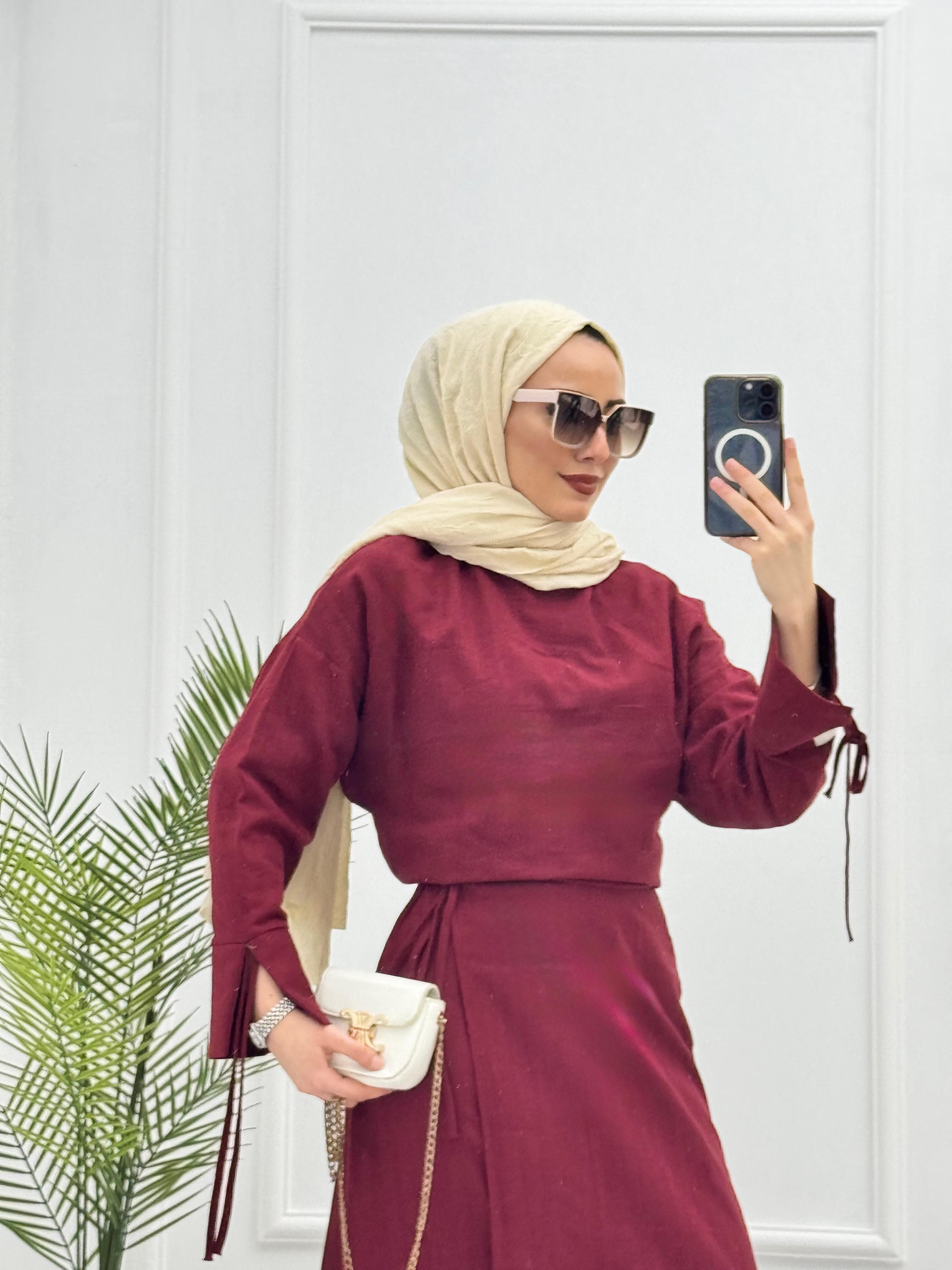 1435-Keten Takım-Bordo