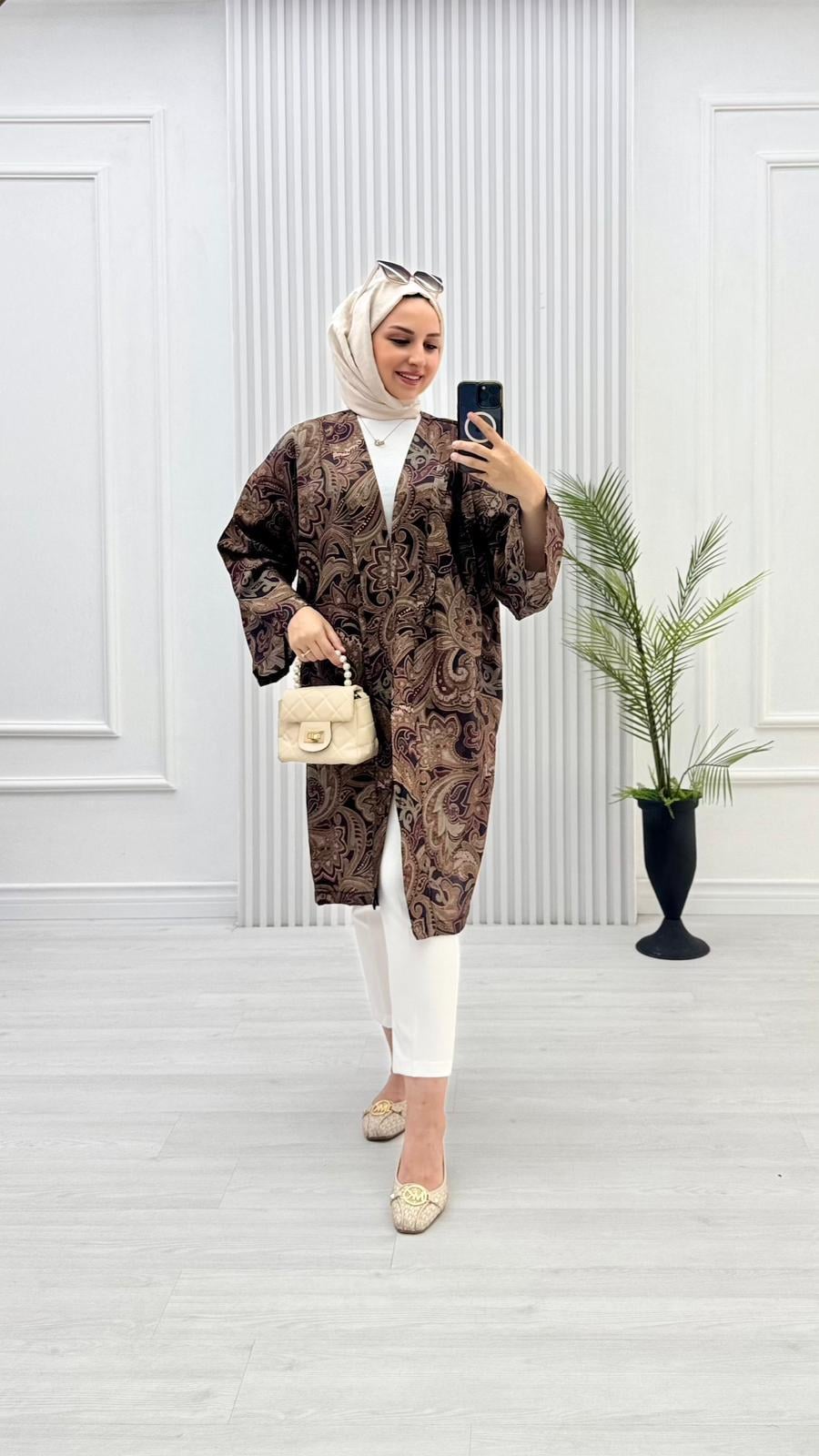 1450-Gucci Kimono-Koyu Kahverengi
