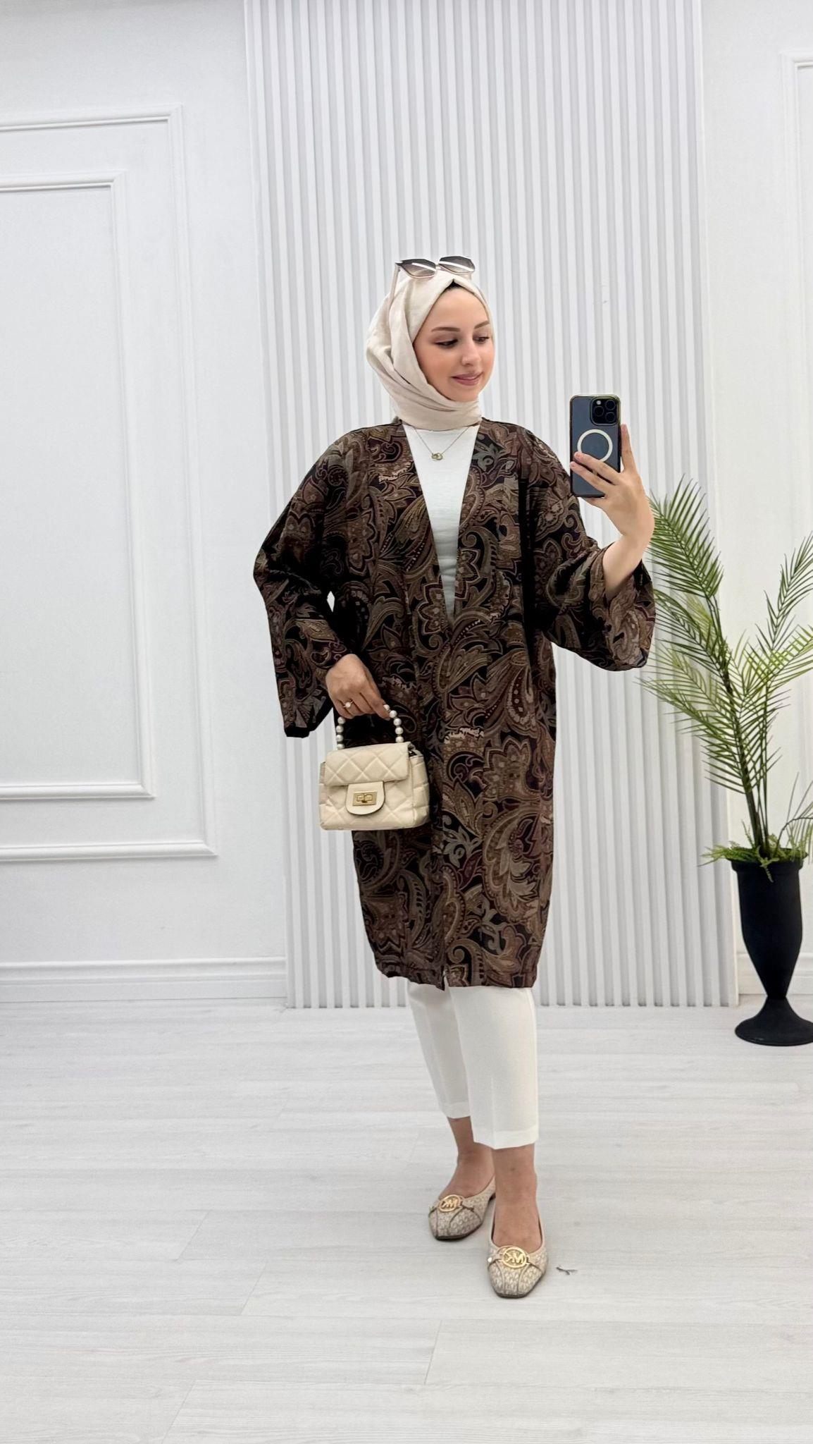1450-Gucci Kimono-Koyu Kahverengi