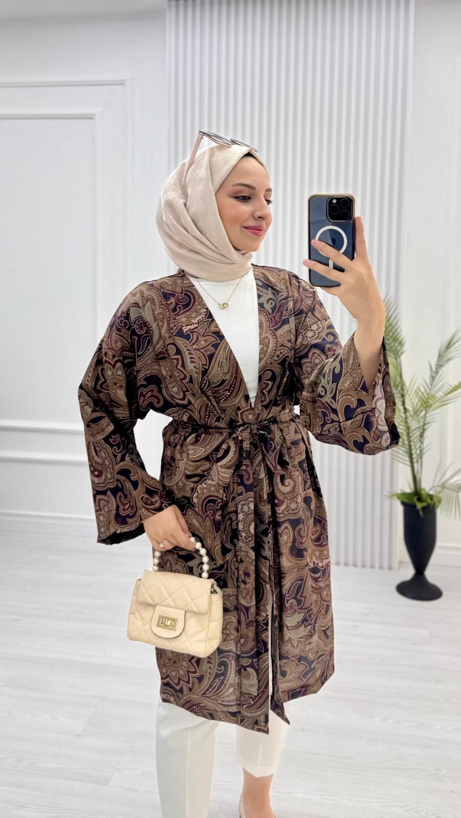 1450-Gucci Kimono-Koyu Kahverengi