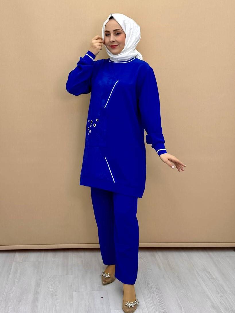 1625-Pantolon Takım-Saks Mavi
