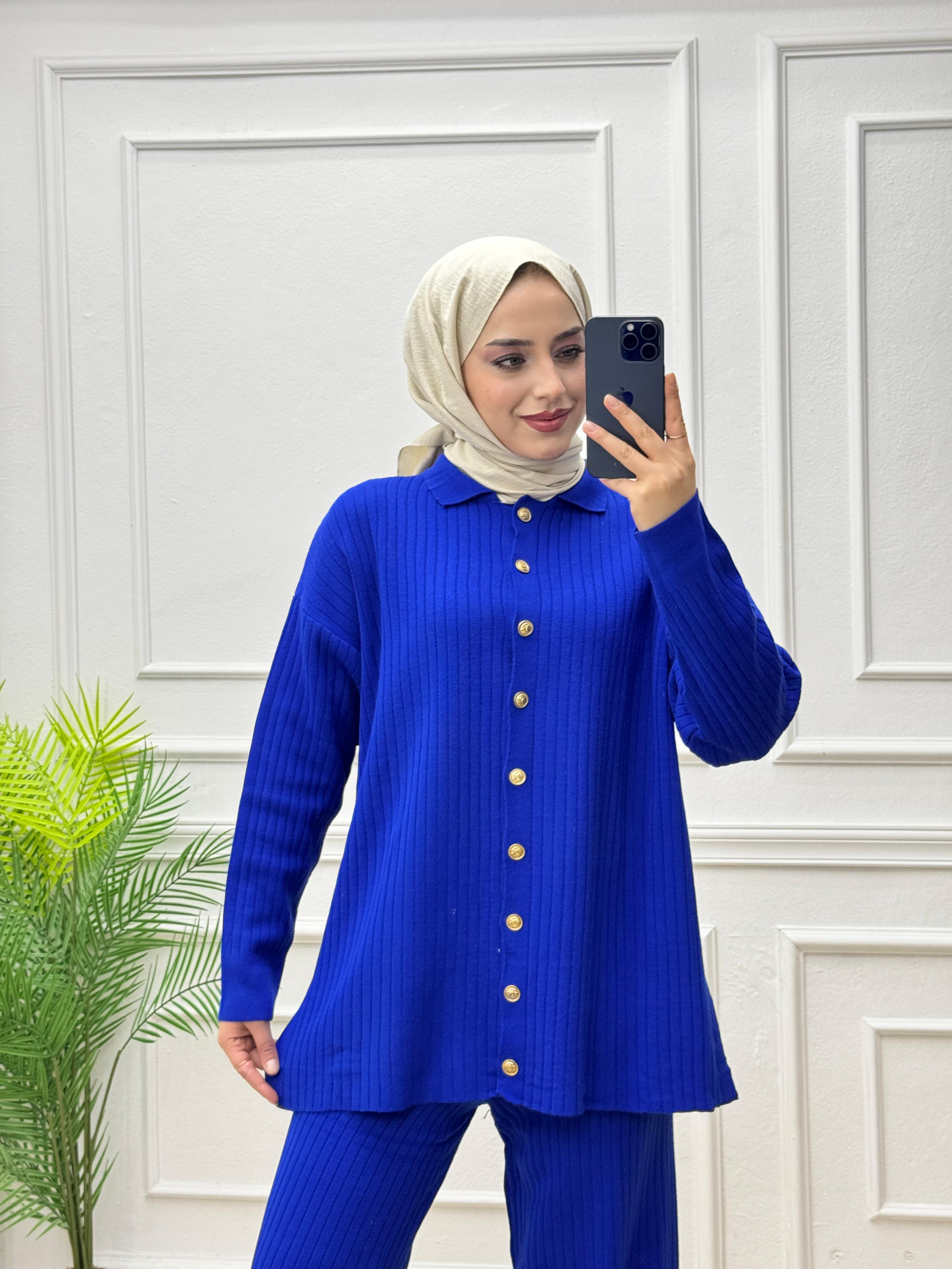 1634-Pantolon Takım-Saks Mavisi