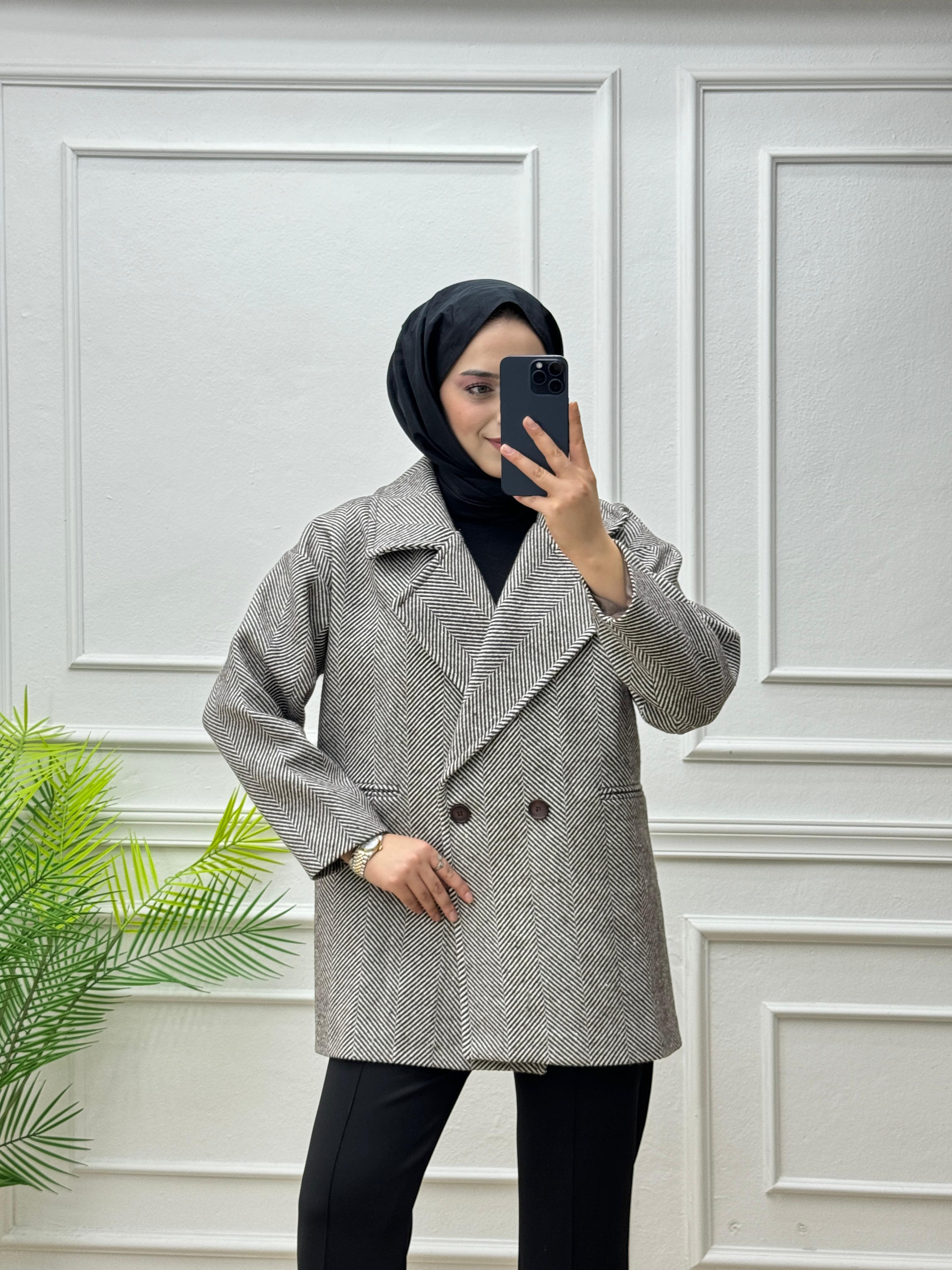 2071-Kaşe Kaban-Kahverengi