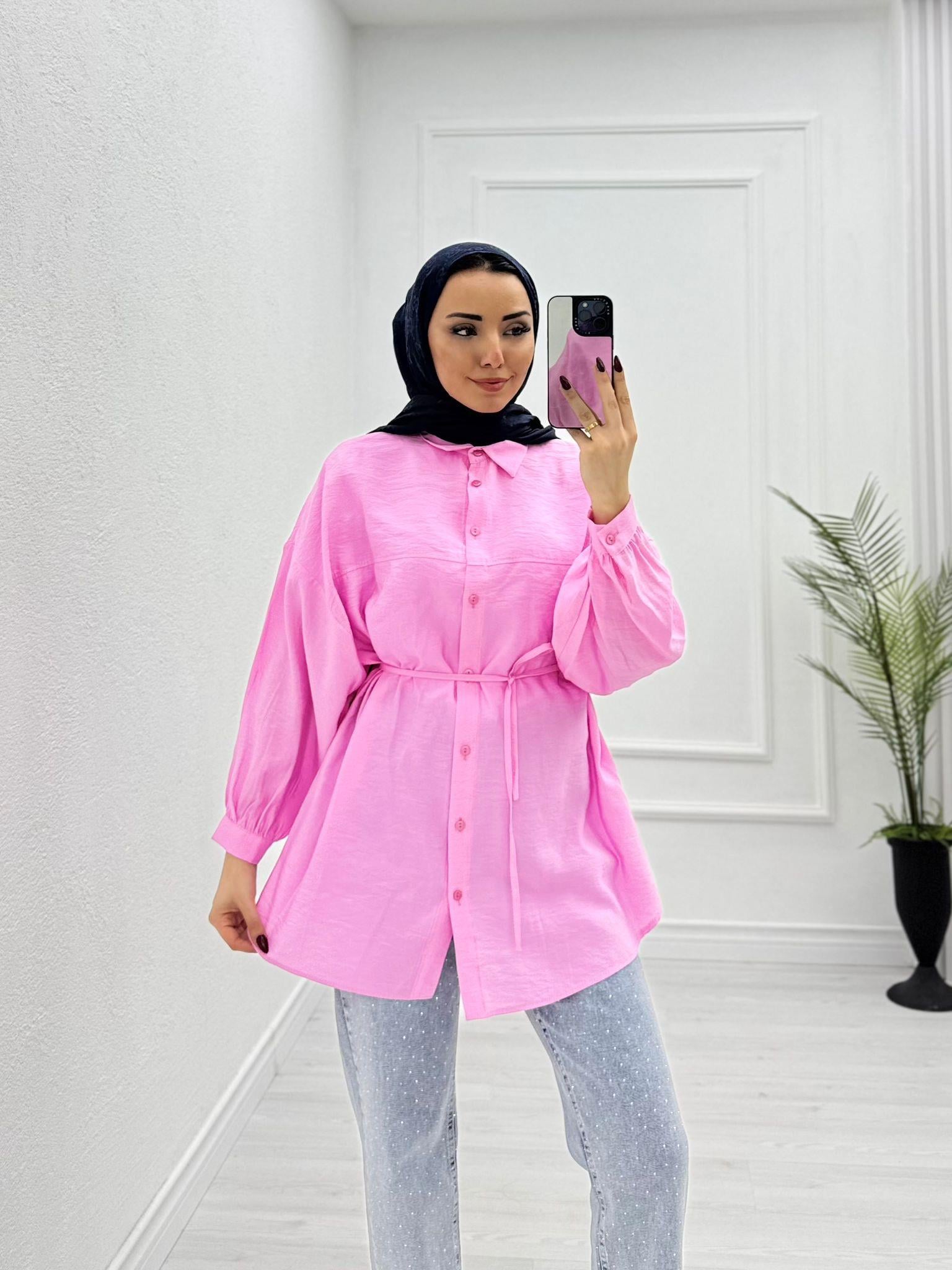 2135-Milano Gömlek-Pembe