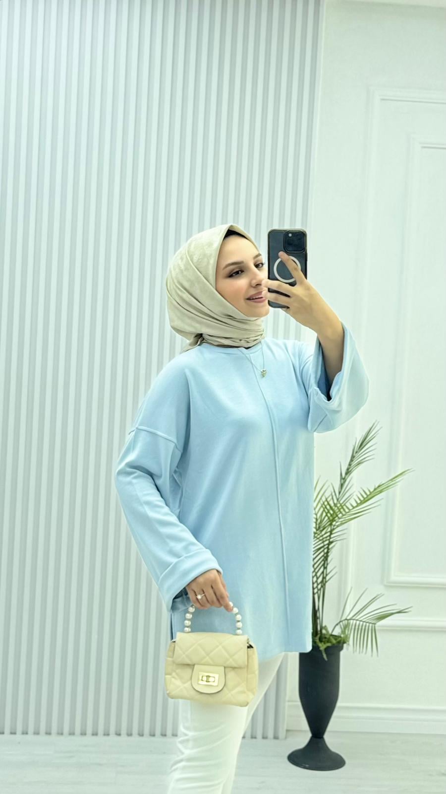 2153-Oysho Tunik-Açık Mavi