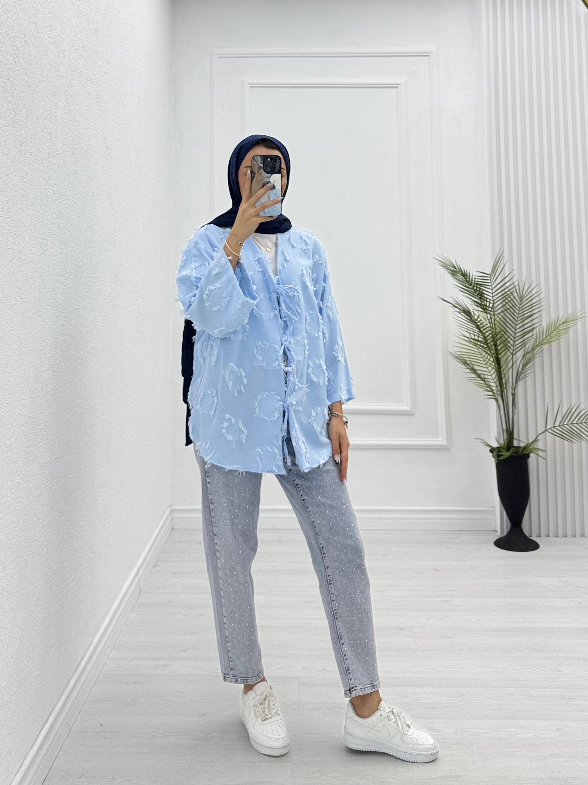2199-Defne Kimono-Mavi