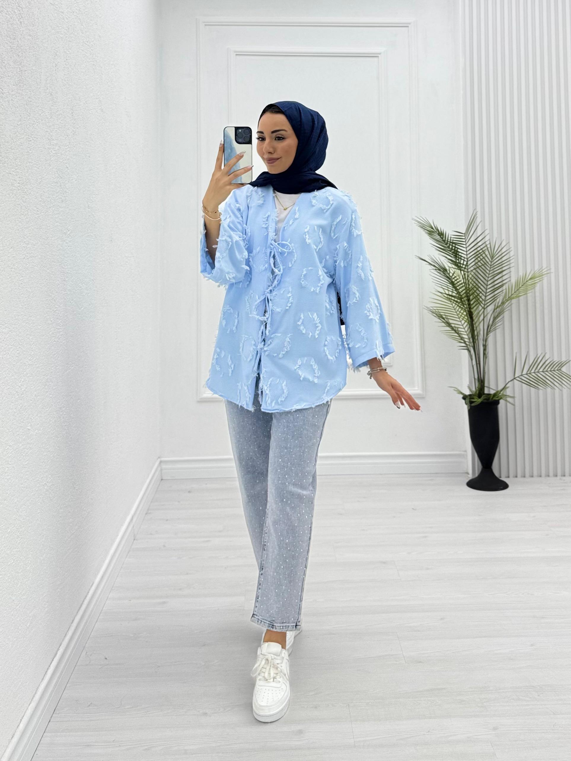 2199-Defne Kimono-Mavi