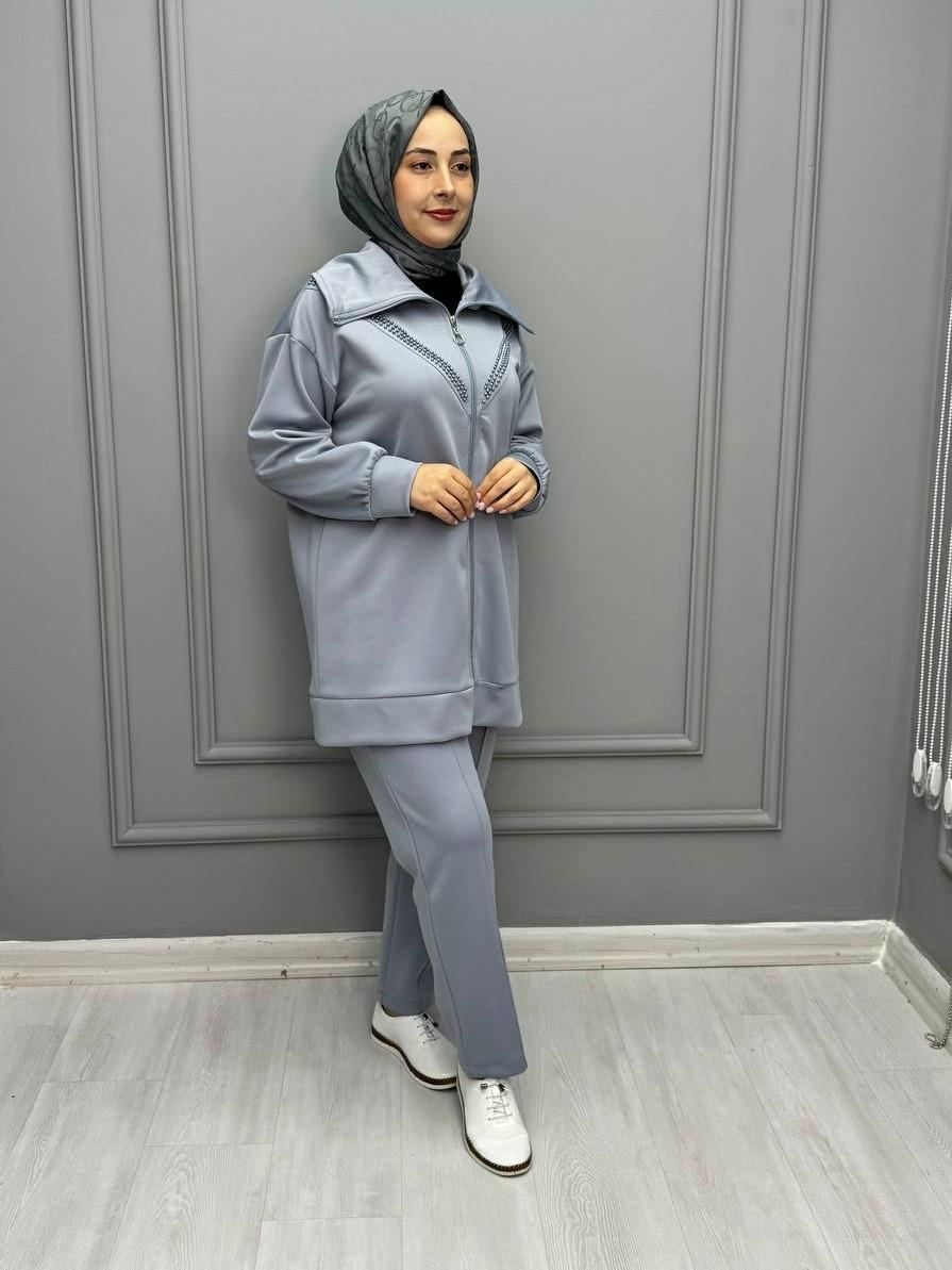2565-Henna Pantolon Takım-Gri