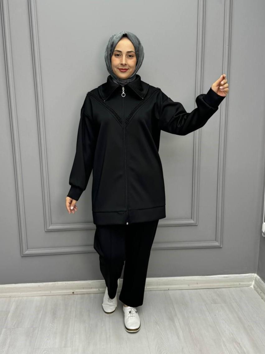 2565-Henna Pantolon Takım-Siyah