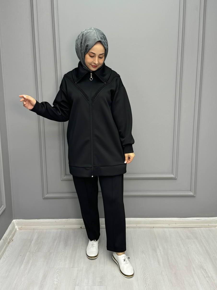 2565-Henna Pantolon Takım-Siyah