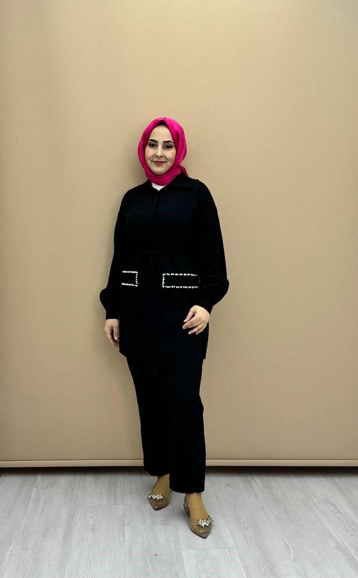 2840-Günlük Pantolon Takım-Siyah