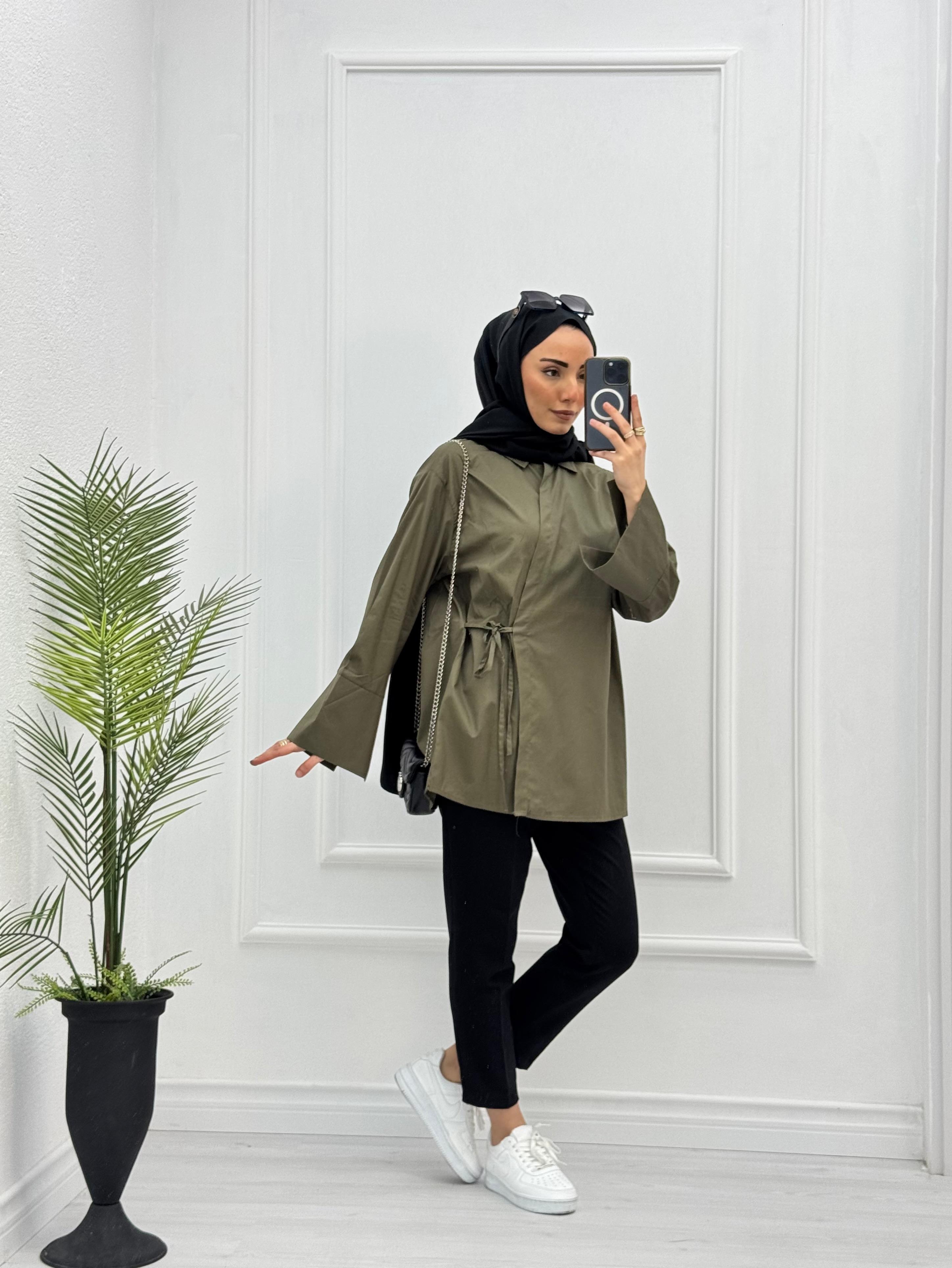 3021-Poplin Gömlek-Koyu Yeşil