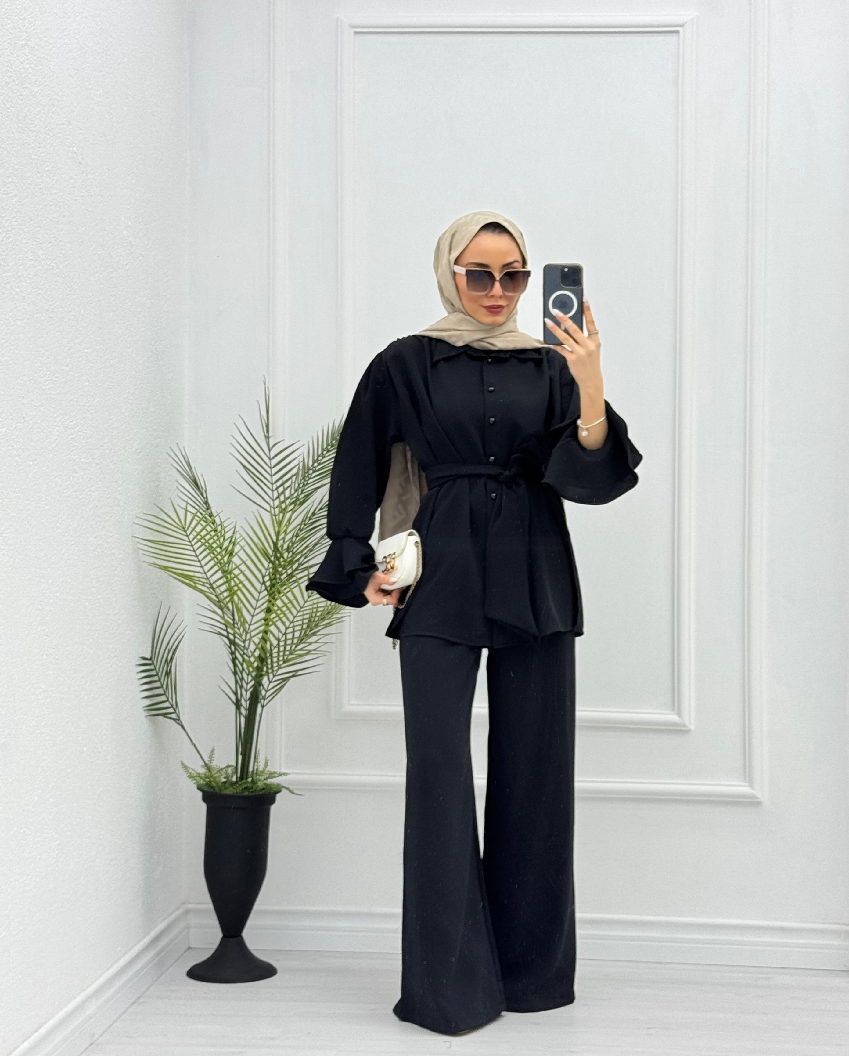 3098-Şık Pantolon Takım-Siyah