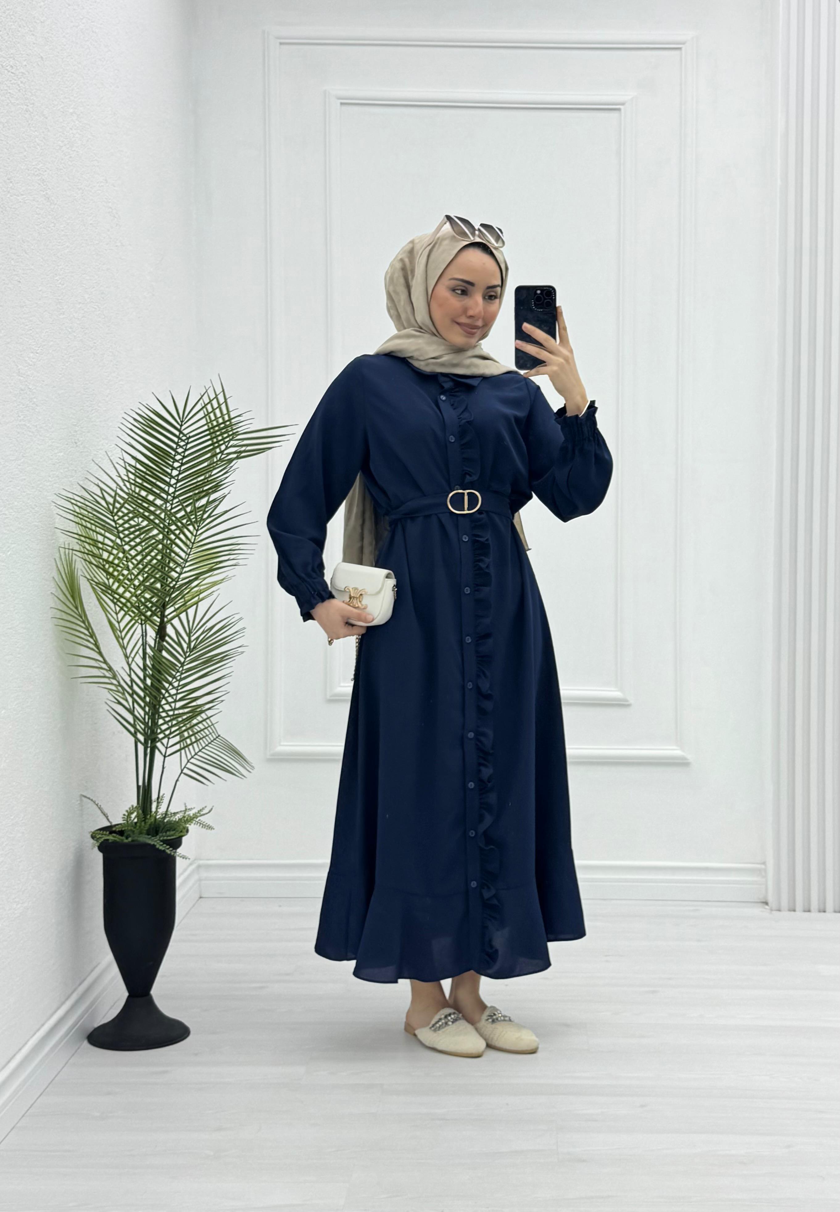 3221-Roya Elbise-Lacivert