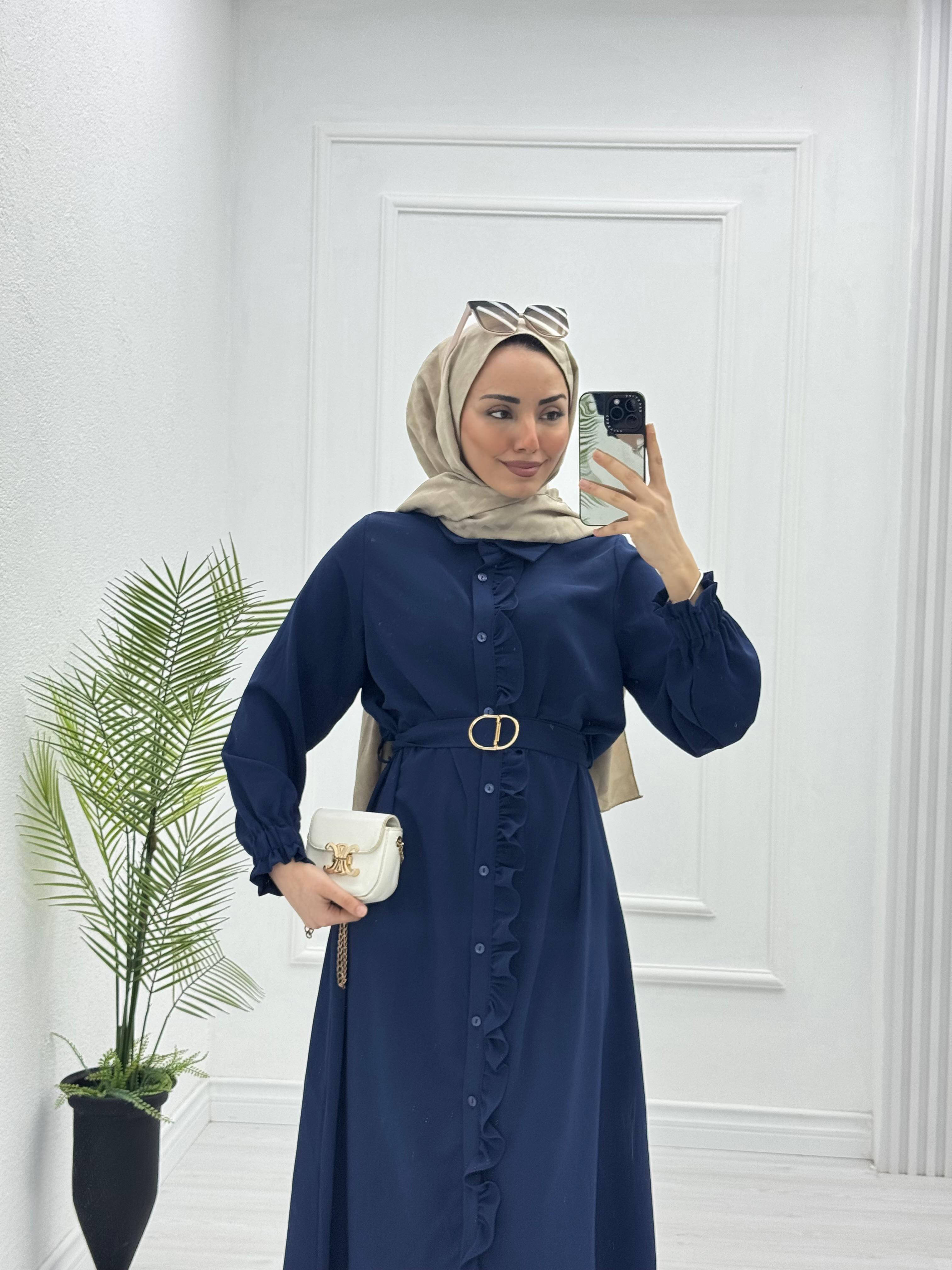 3221-Roya Elbise-Lacivert