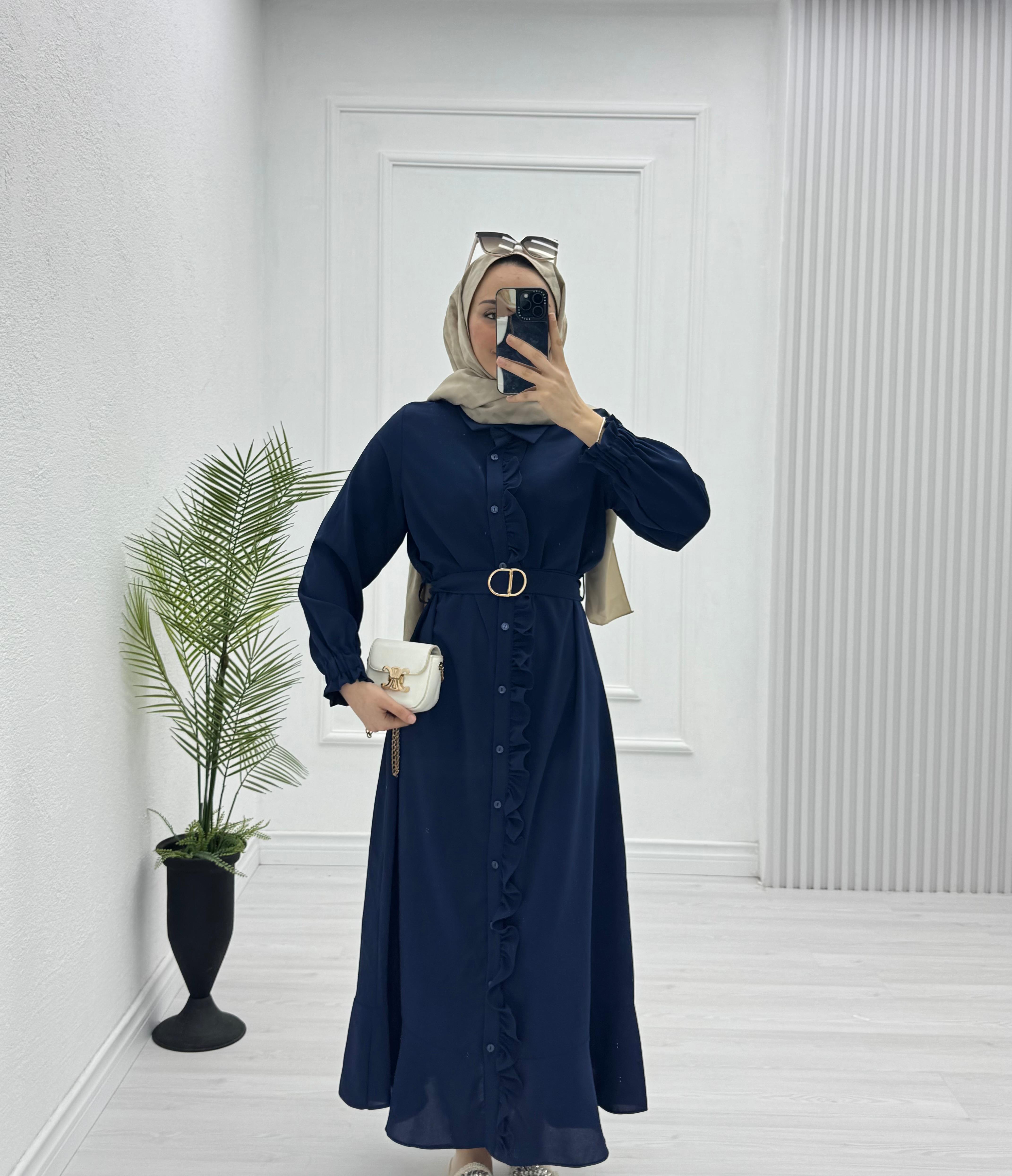 3221-Roya Elbise-Lacivert