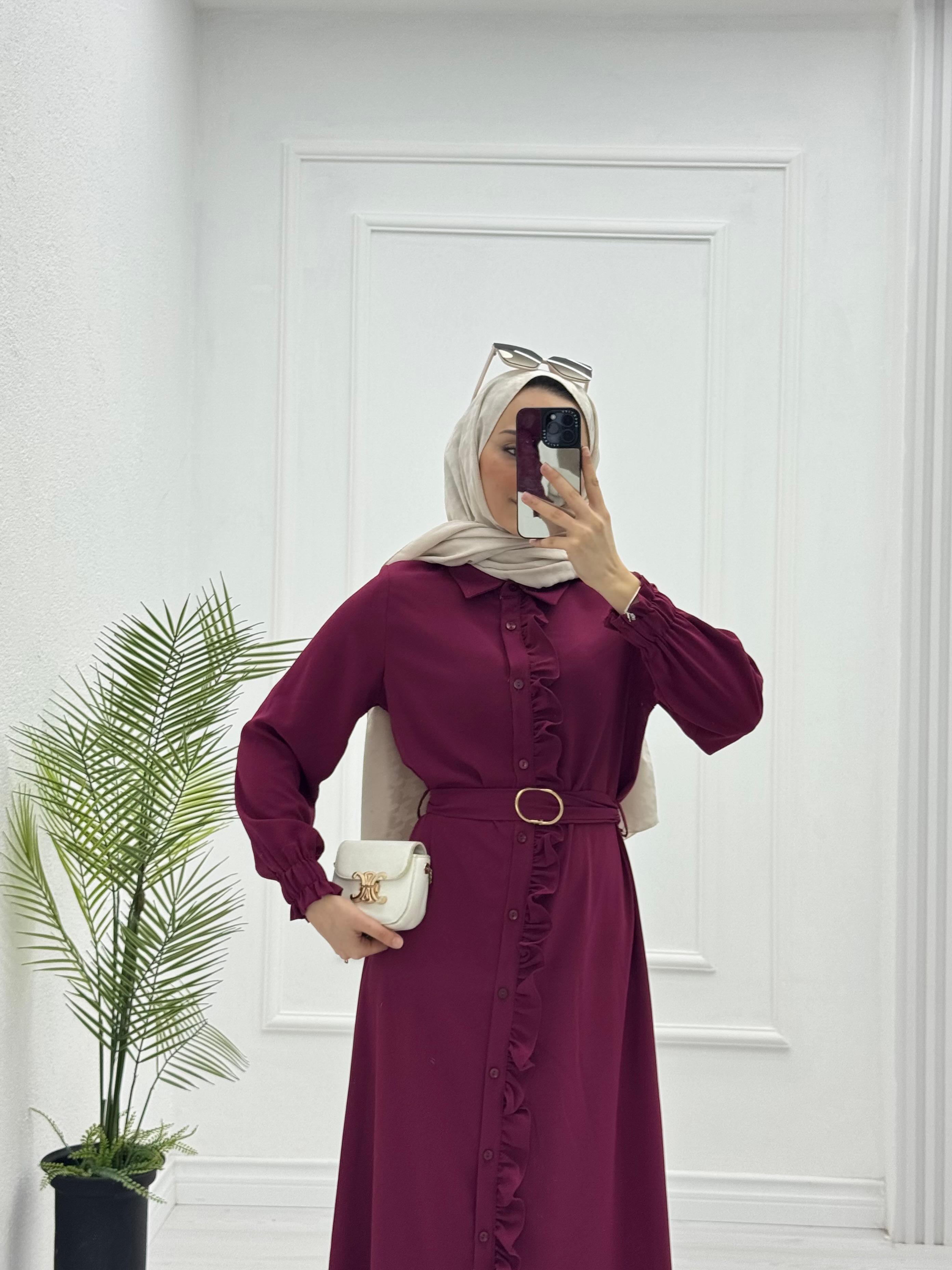 3221-Roya Elbise-Mürdüm