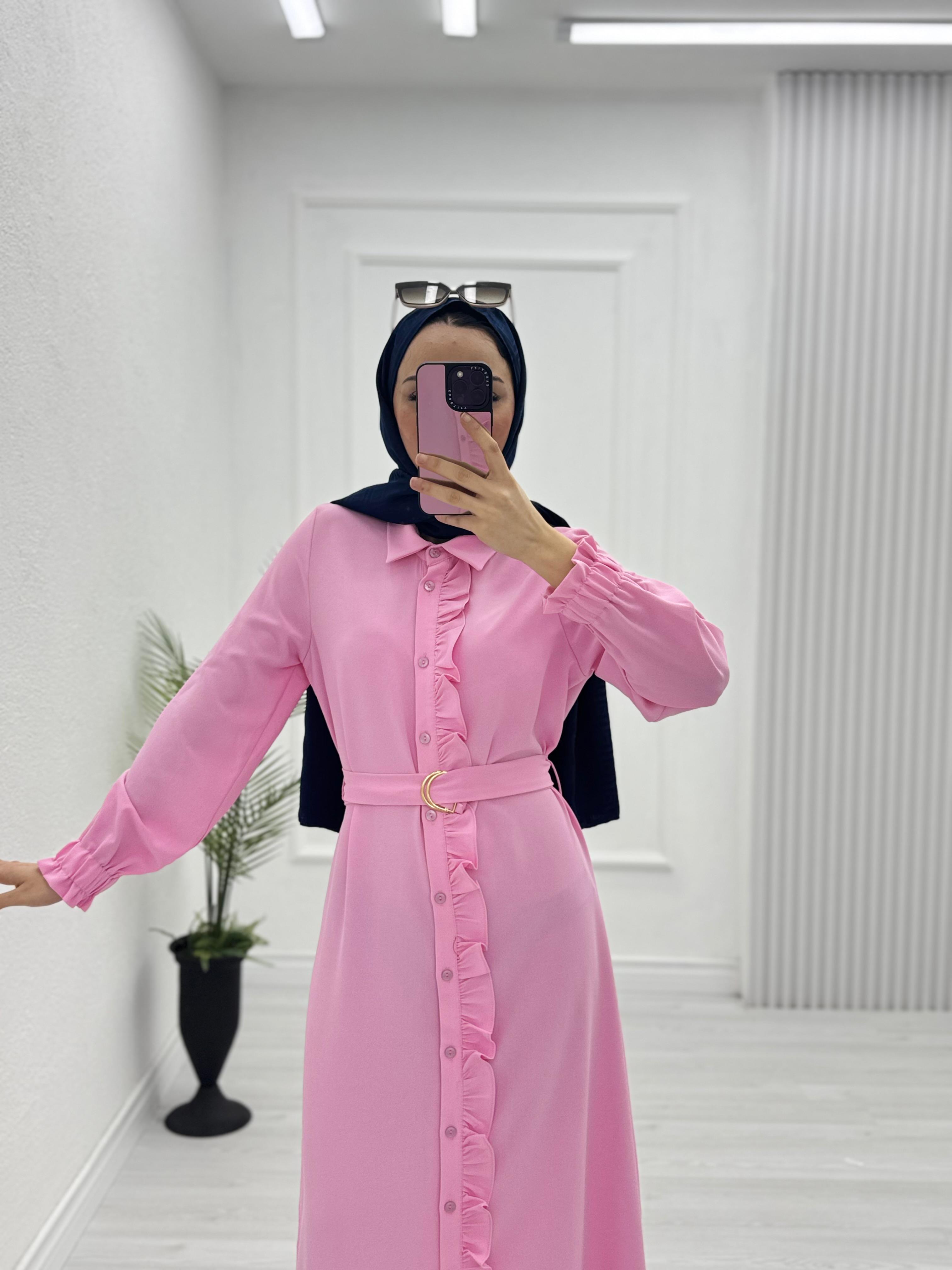 3221-Roya Elbise-Pembe