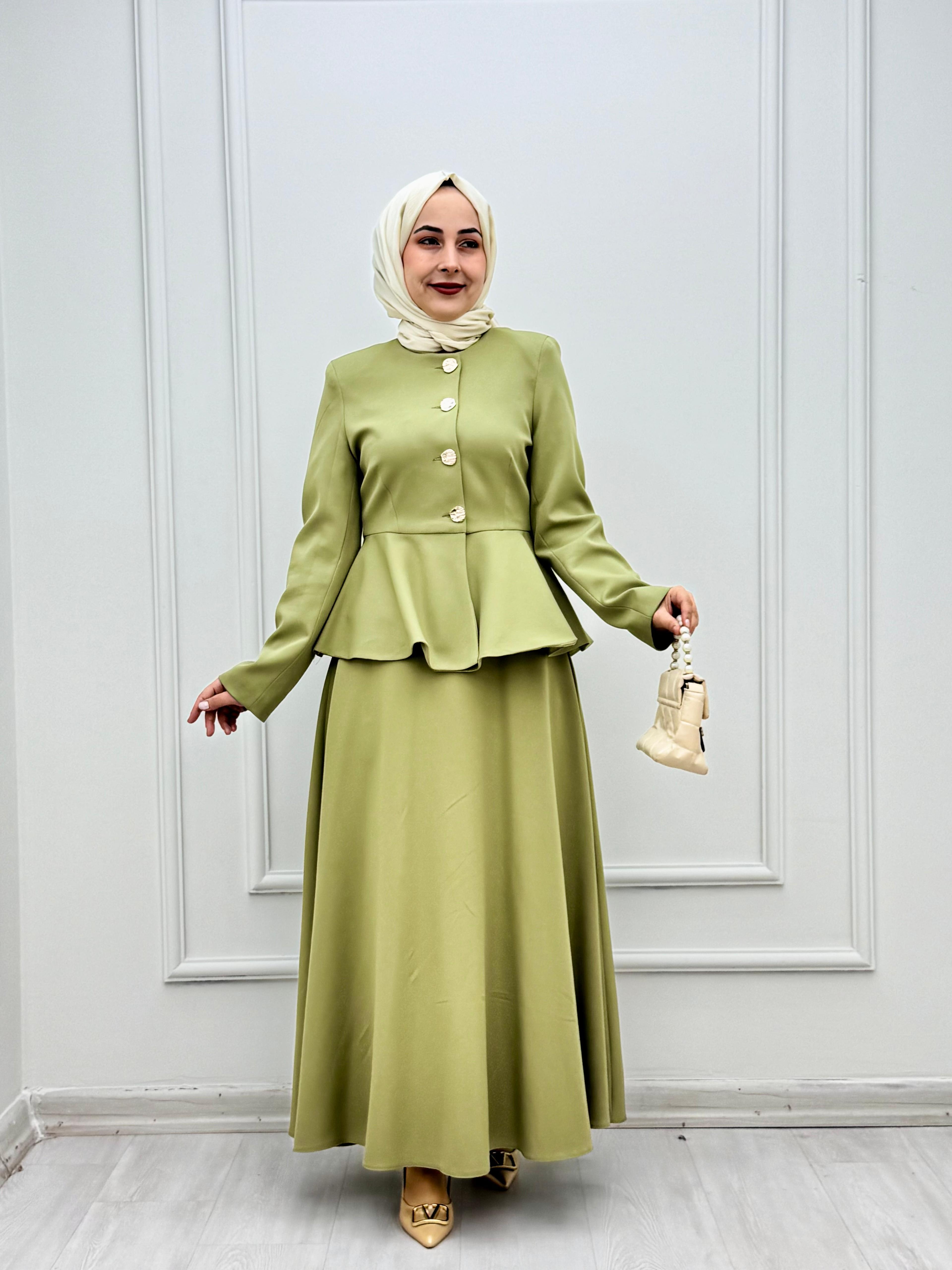 3451-Prenses Takım-Yeşil