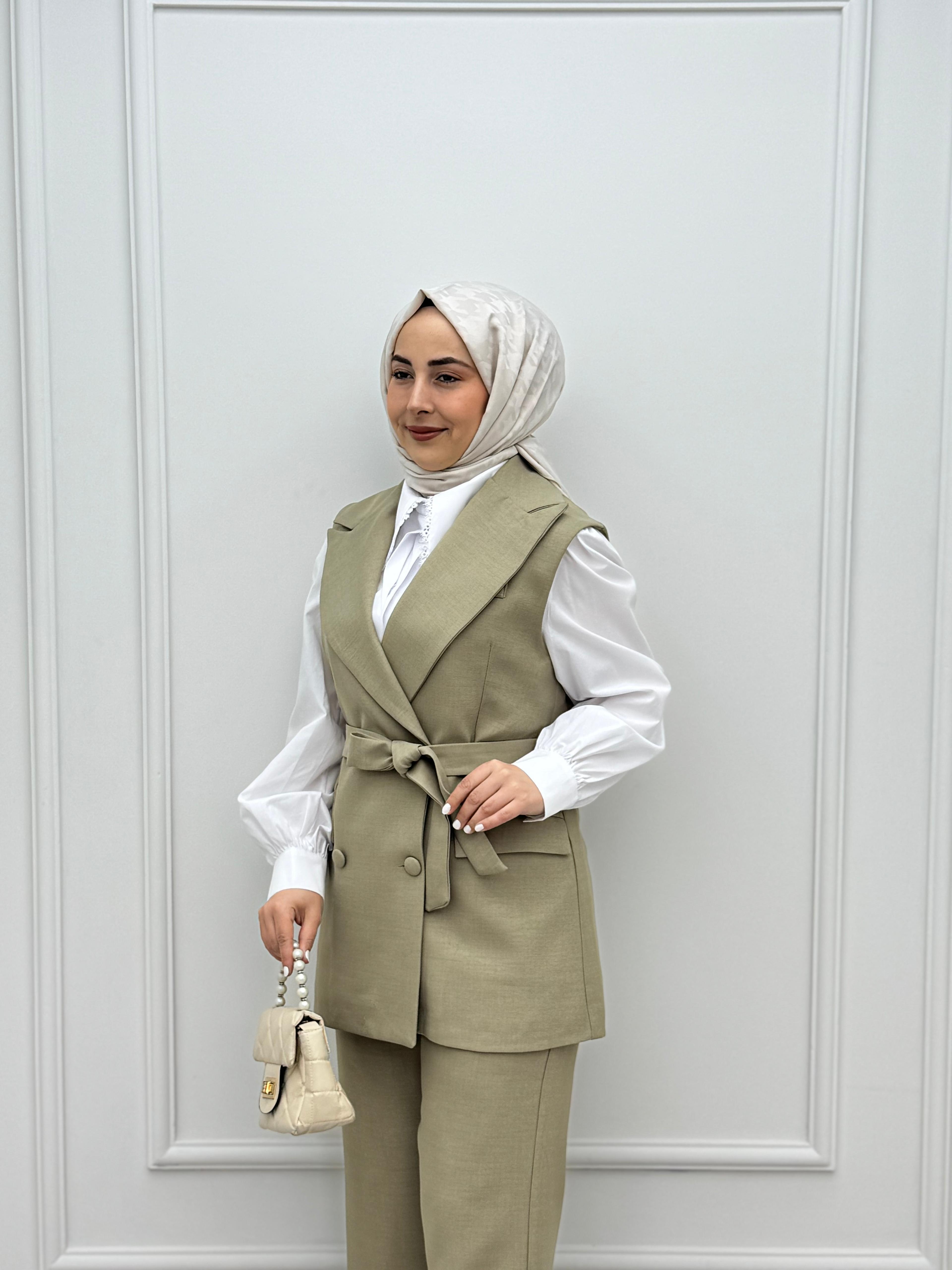 3467-Pantolon Takım-Soft Yeşil