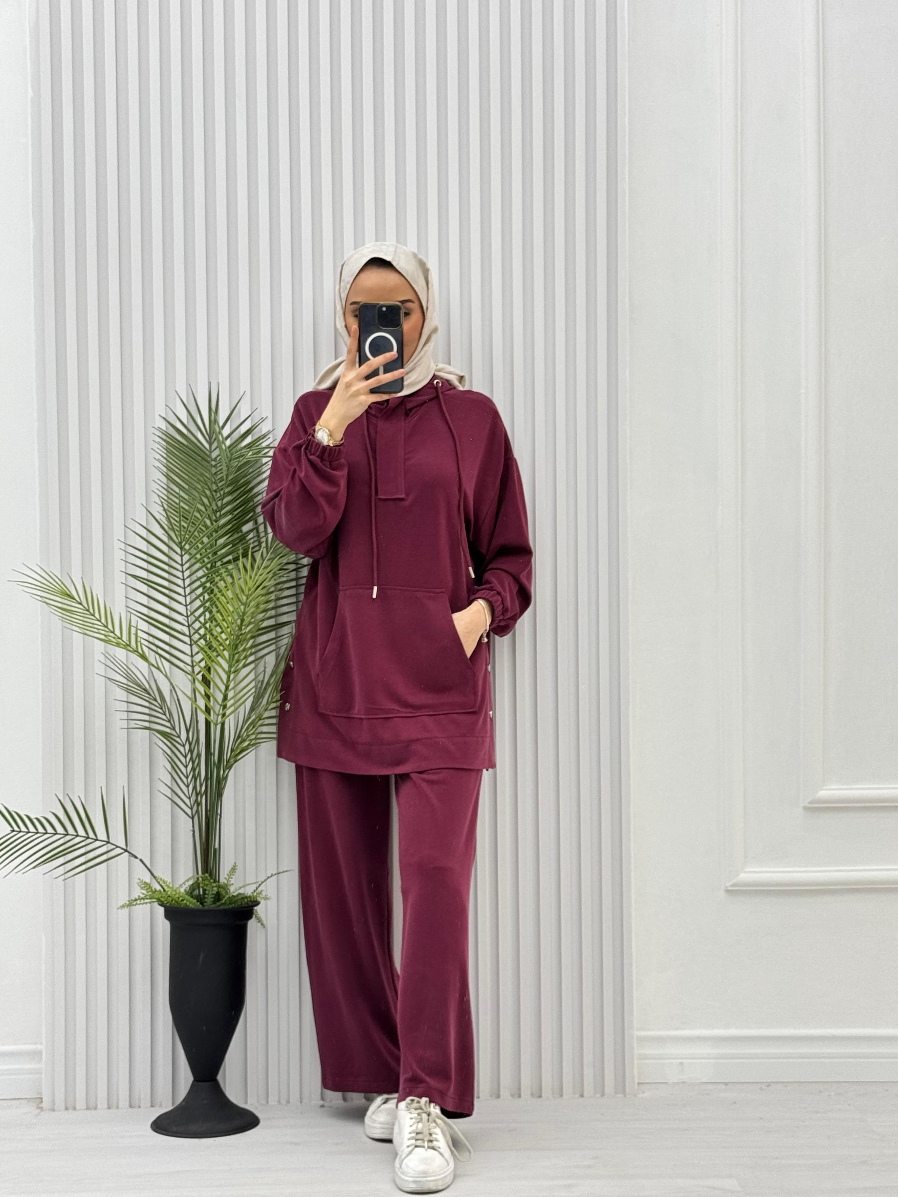 3619-Tencel Spor Takım-Bordo