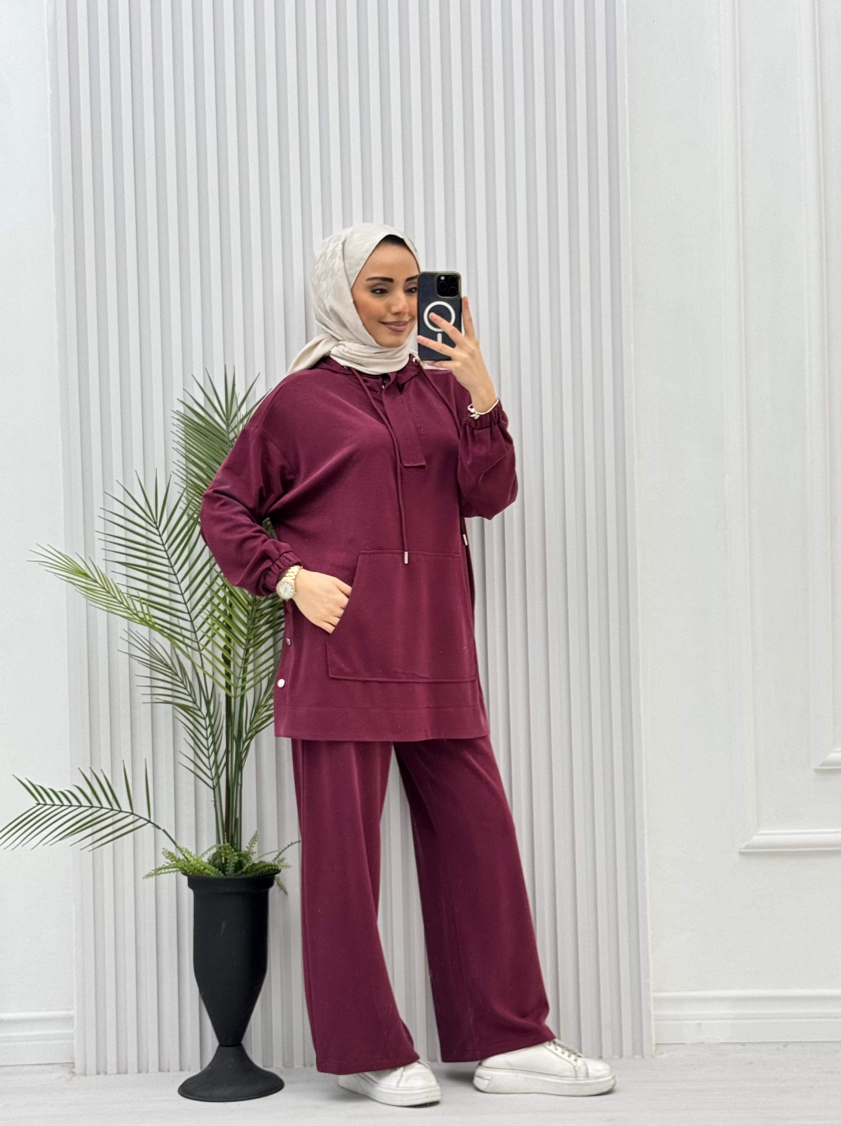 3619-Tencel Spor Takım-Bordo