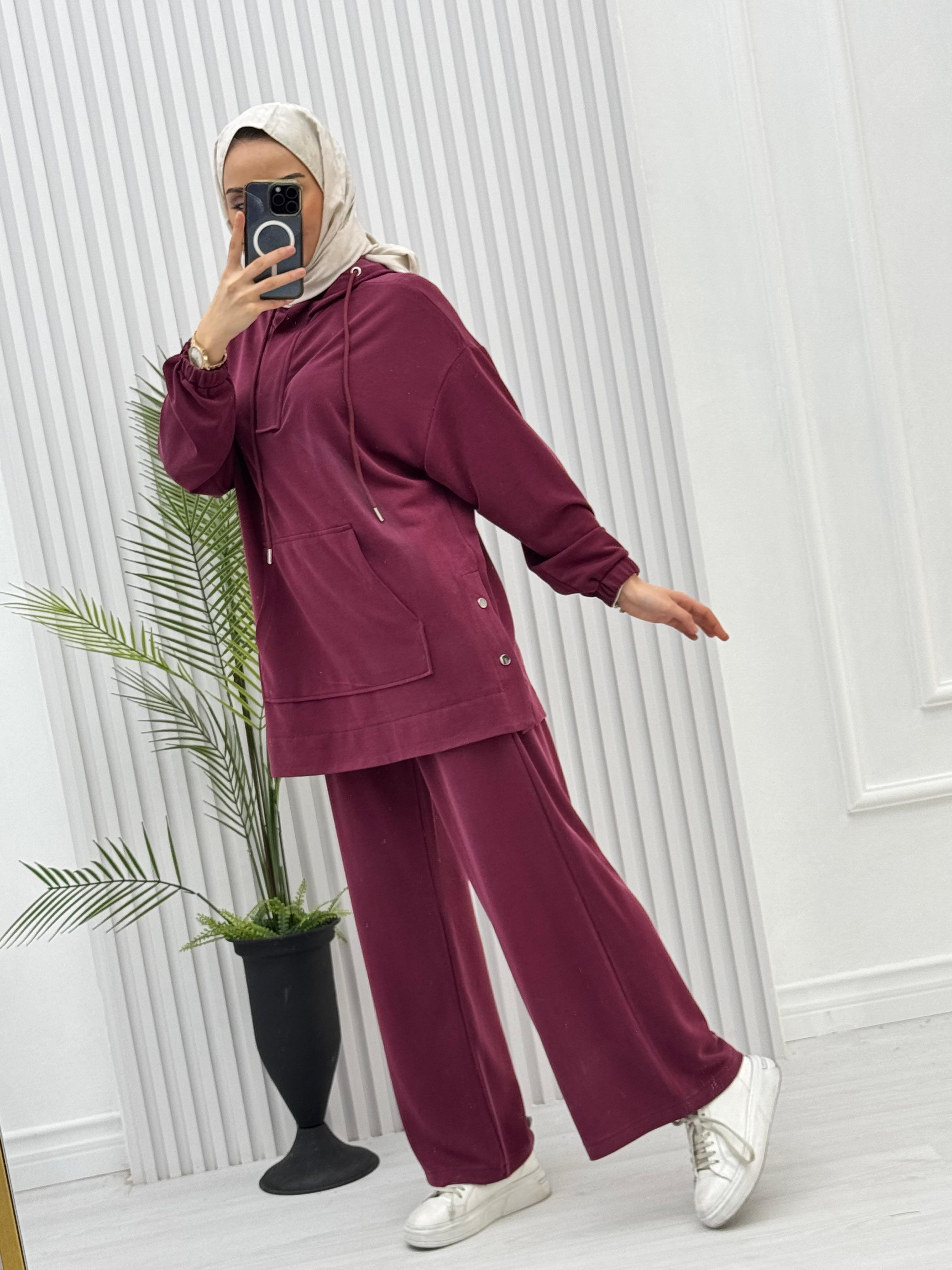 3619-Tencel Spor Takım-Bordo