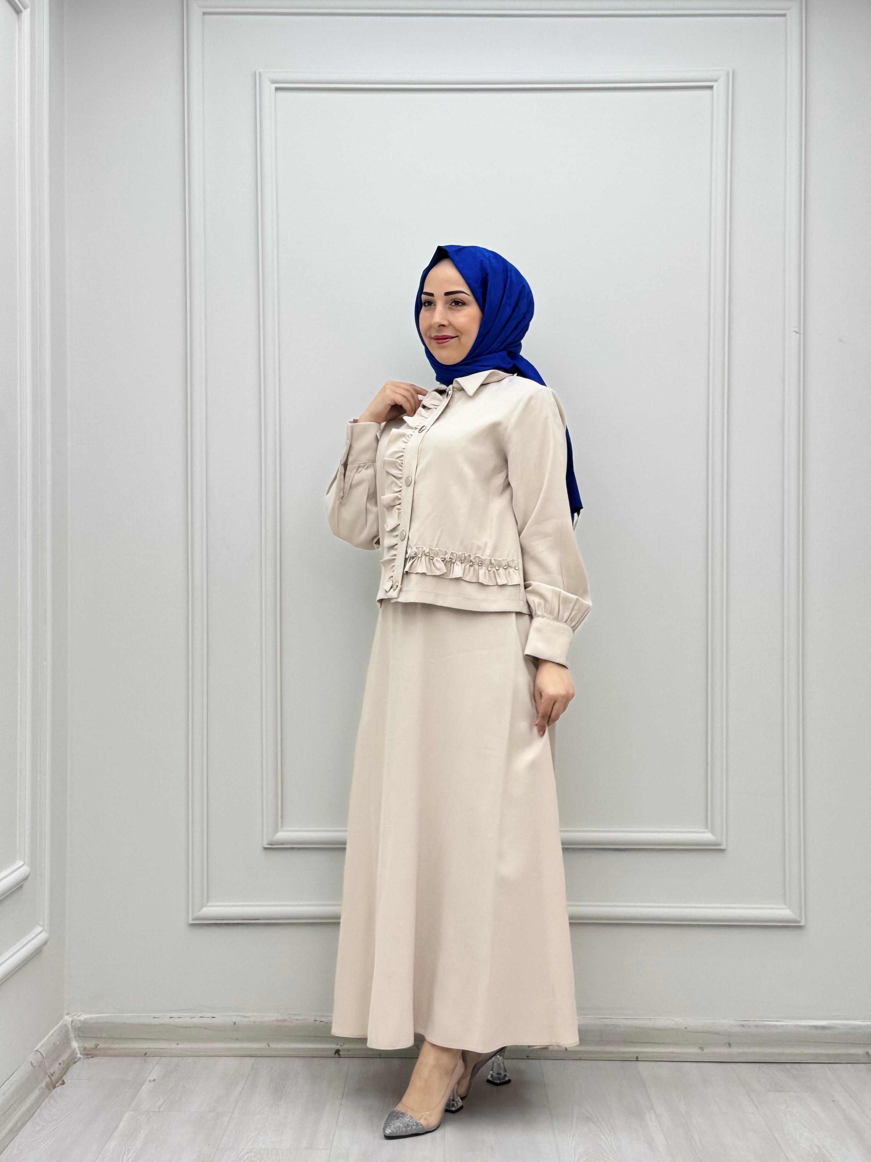 3766-Tencel Takım-Krem