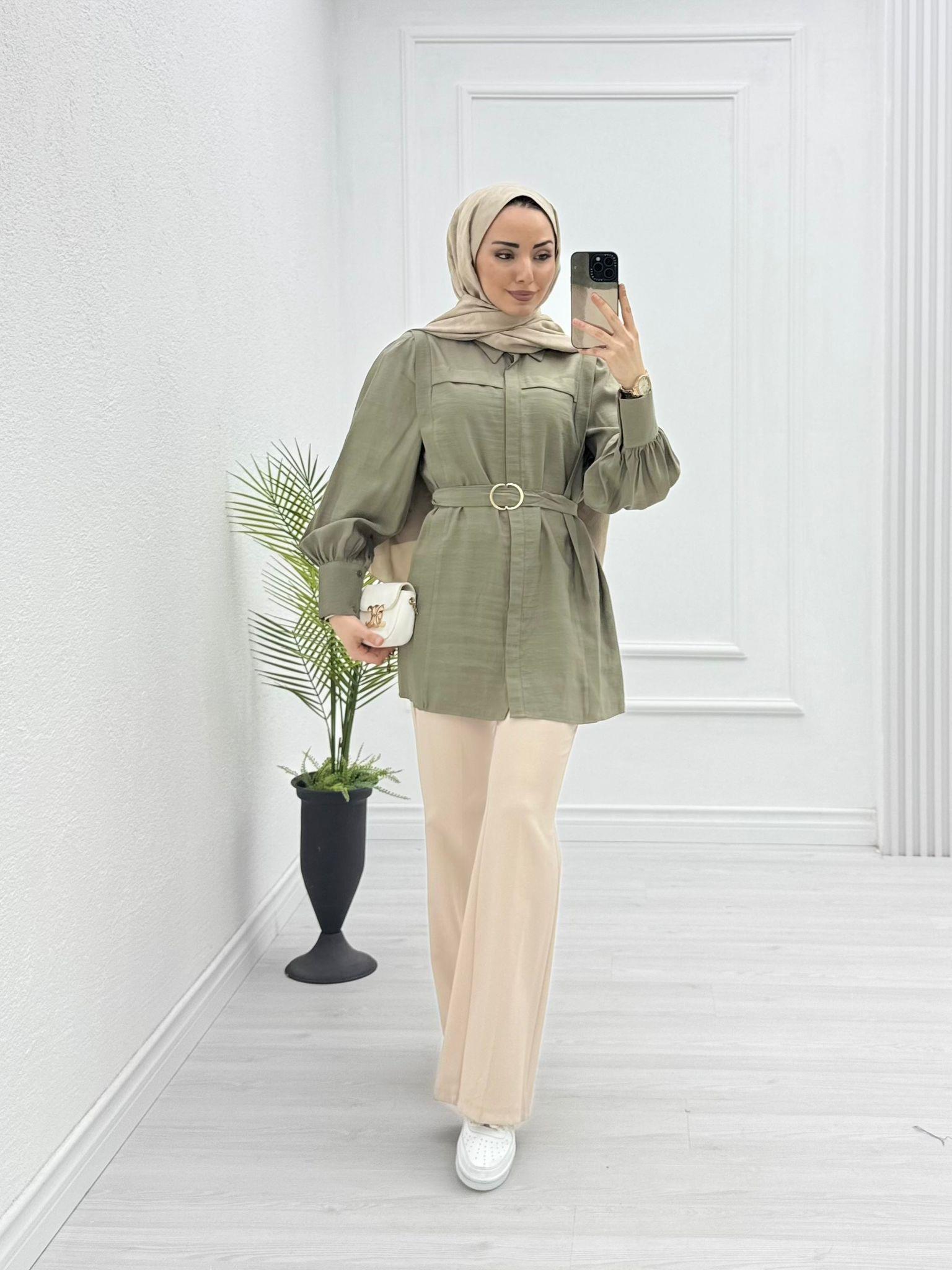 4056-Tencel Gömlek-Mint Yeşili