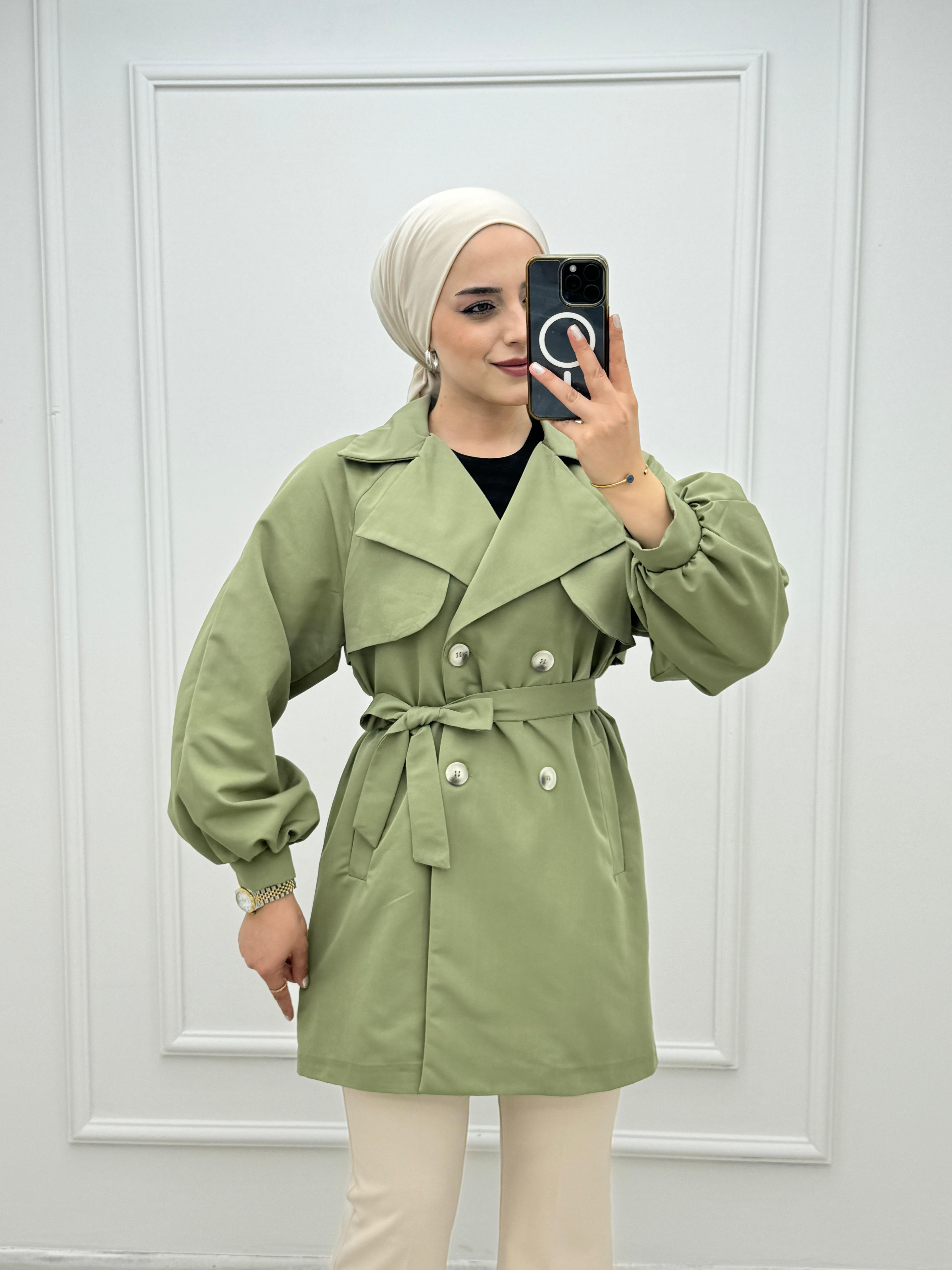 5067-Arya Trençkot-Yeşil
