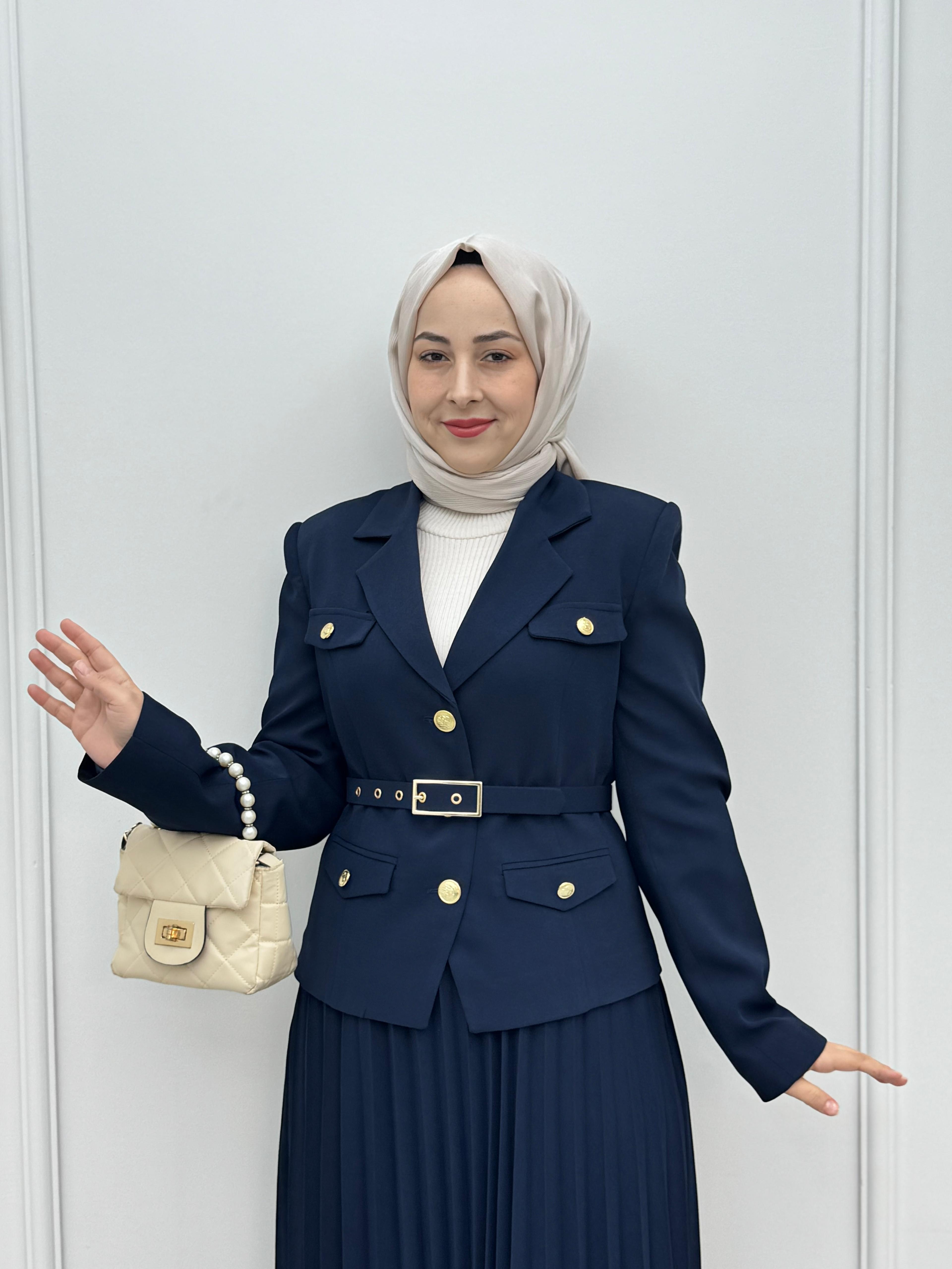 5533-Viole Etek Takım-Lacivert