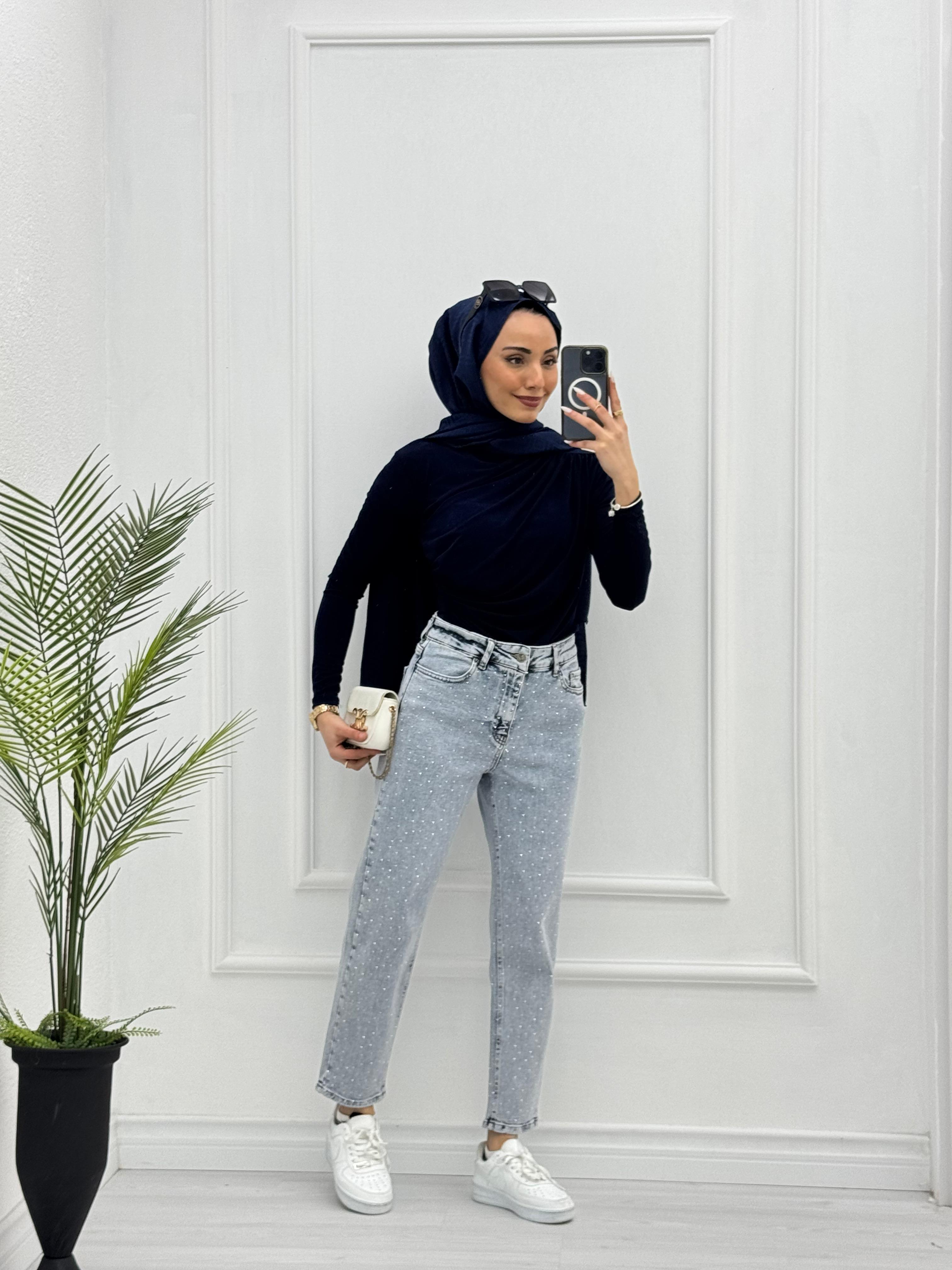 6002-Parıltılı Pantolon-Açık Mavi