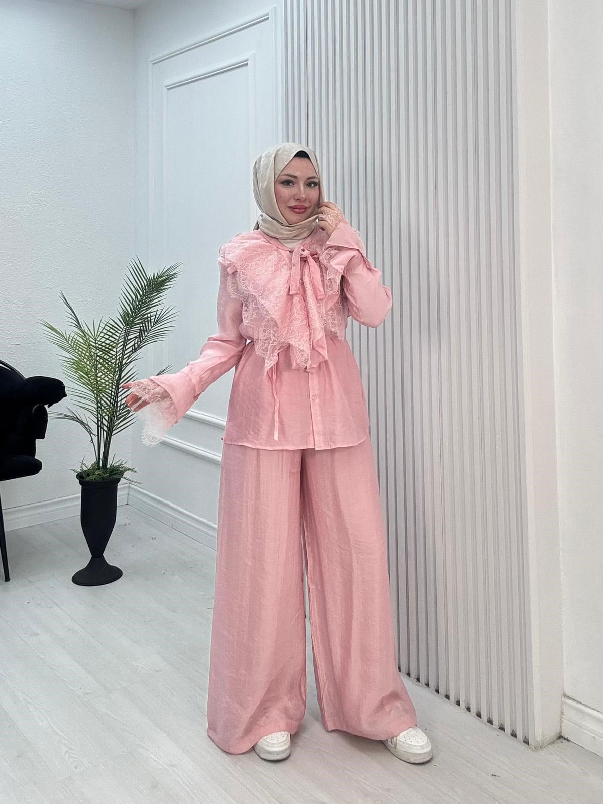 Dn3633-Alaçatı Vual Takım-Pembe