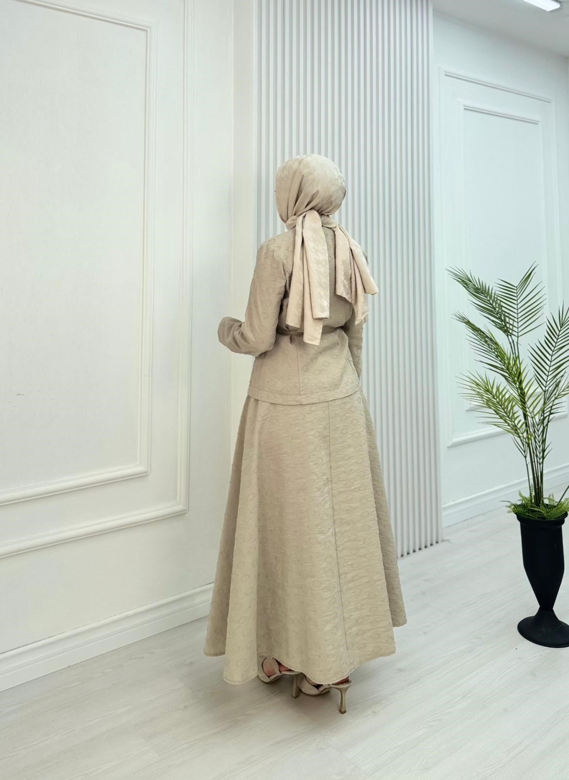 Fd3431-Kayra Etekli Takım-Bej