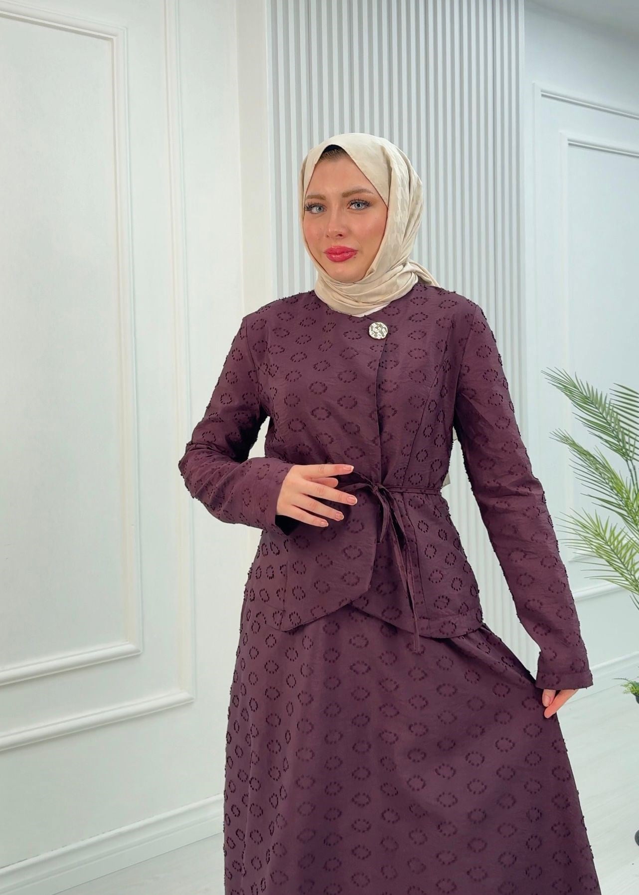 Fd3431-Kayra Etekli Takım-Mürdüm
