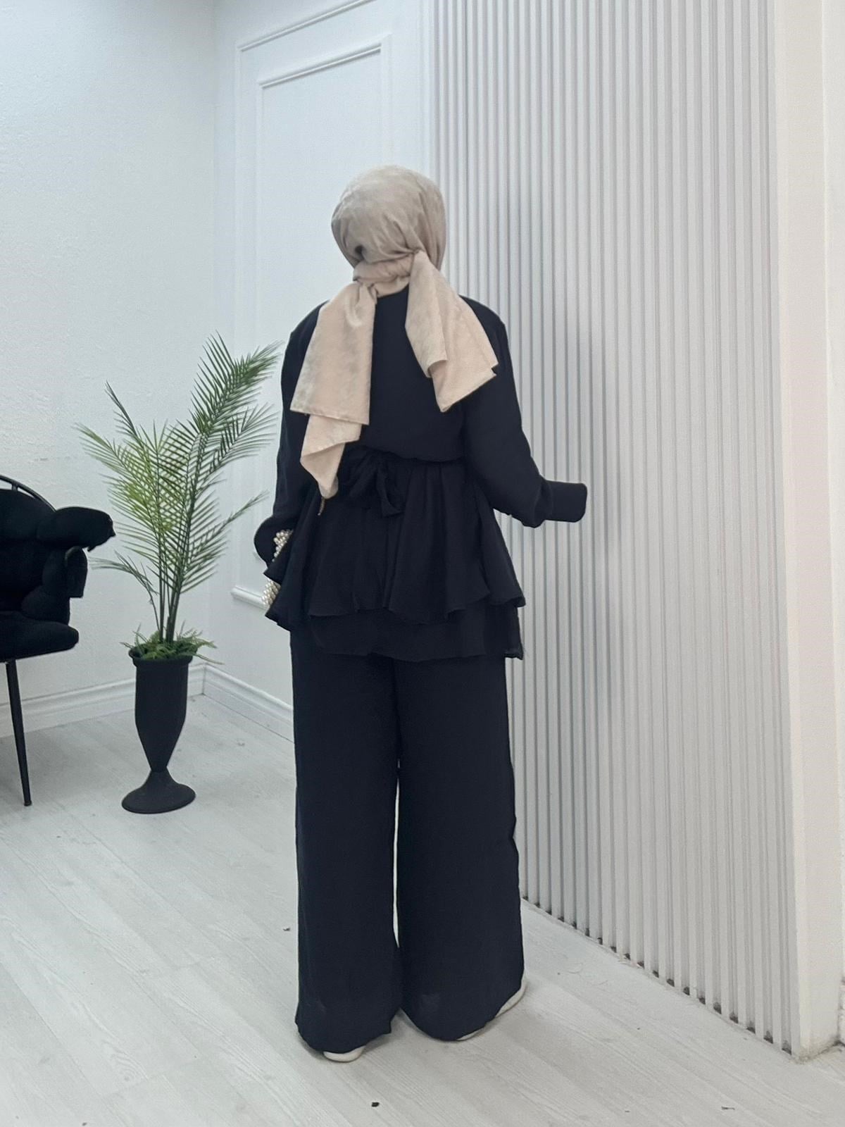 Fx5363-Ahu Vual Pantolonlu Takım-Lacivert